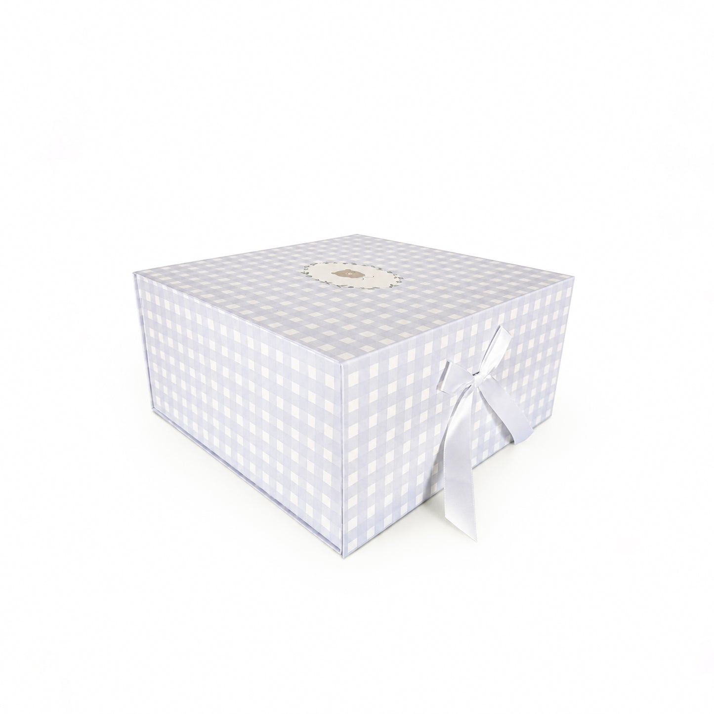 Gift Box, Blue Gingham Bear