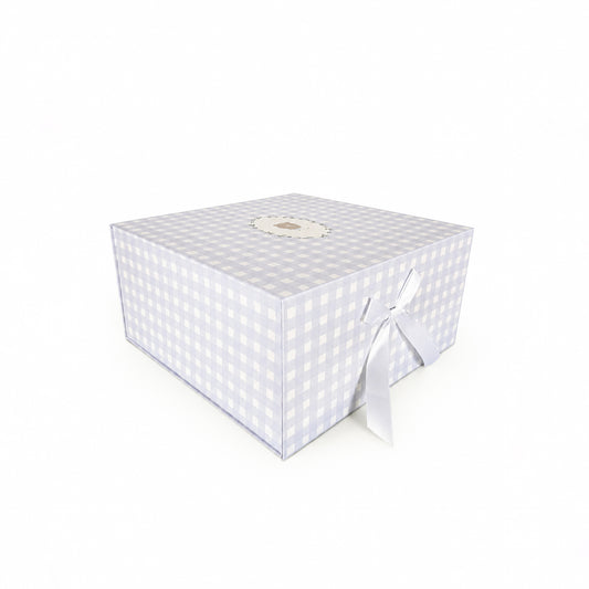 Gift Box, Blue Gingham Bear