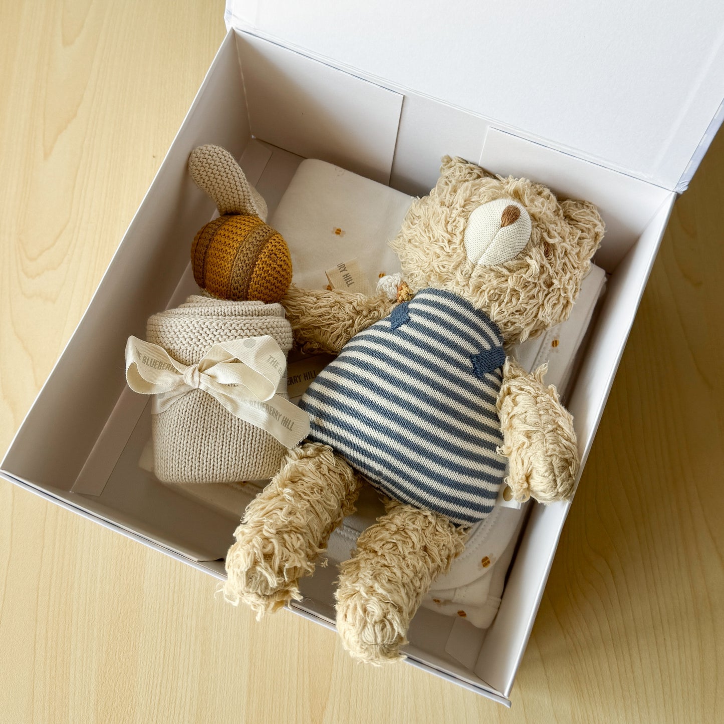 Gift Box, Blue Gingham Bear