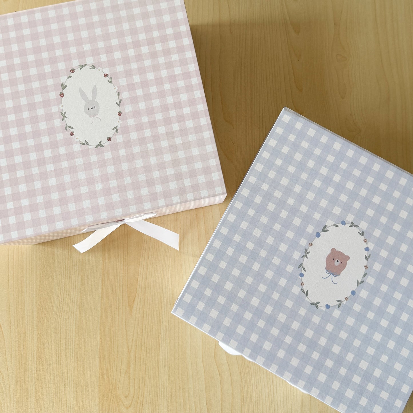Gift Box, Blue Gingham Bear