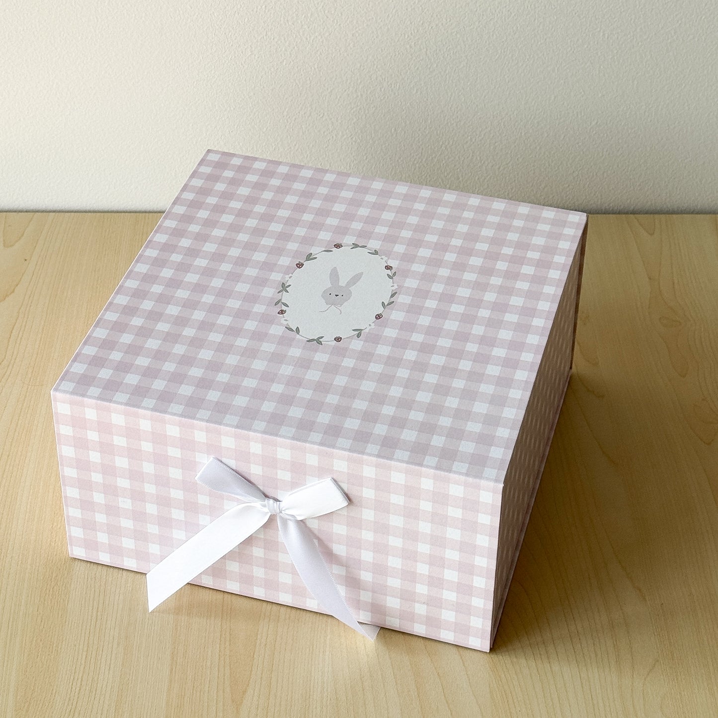 Gift Box, Pink Gingham Bunny