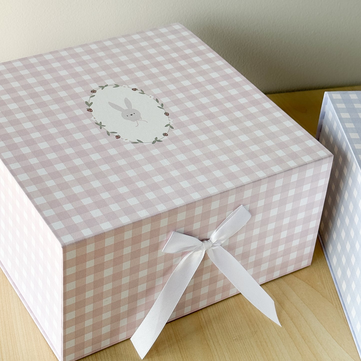 Gift Box, Pink Gingham Bunny
