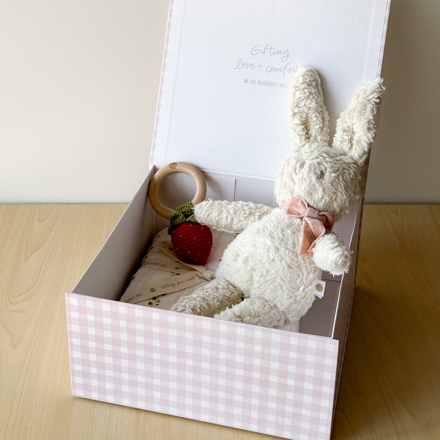 Gift Box, Pink Gingham Bunny