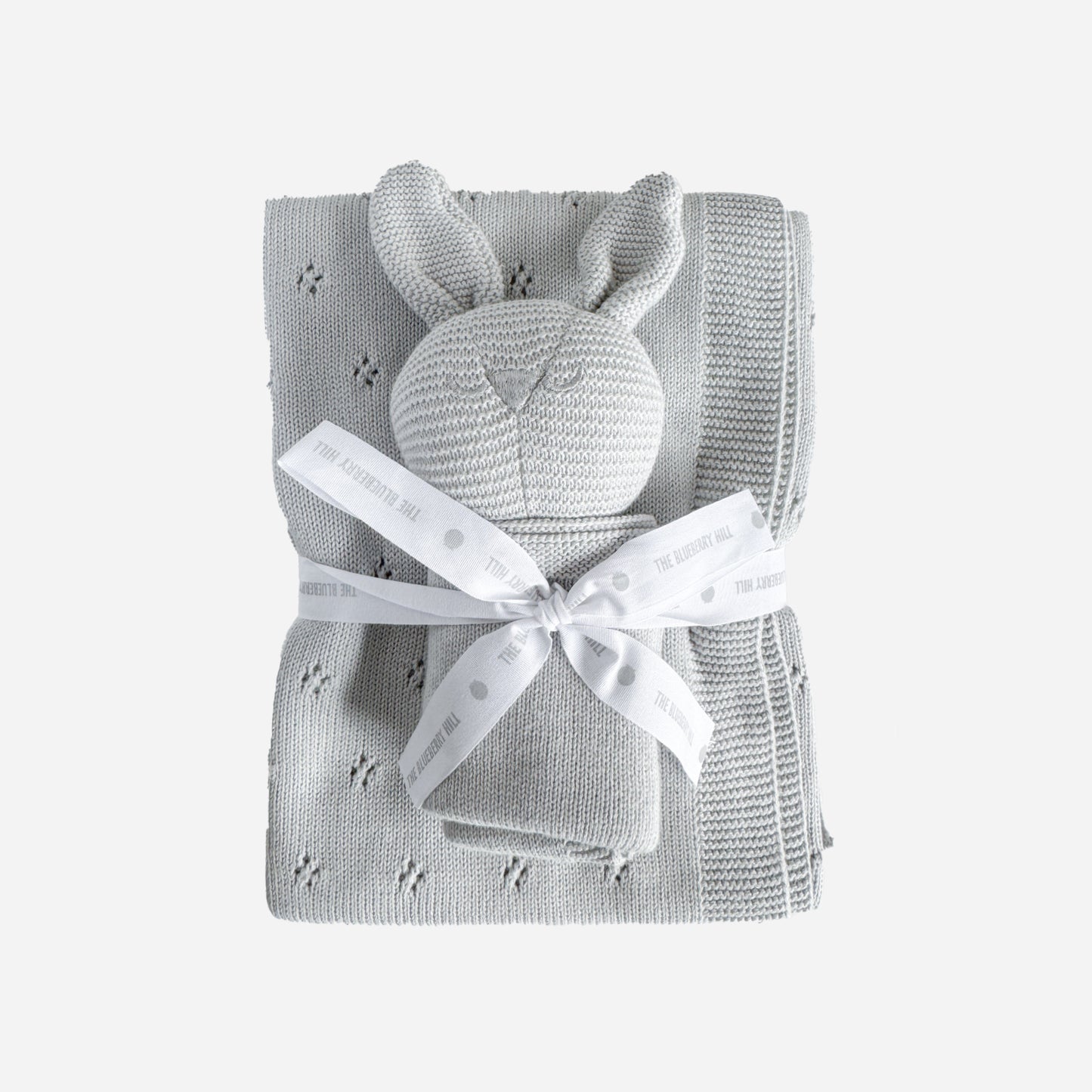 Pique Blanket & Bunny Lovey Gift Set, Light Grey | Organic Cotton