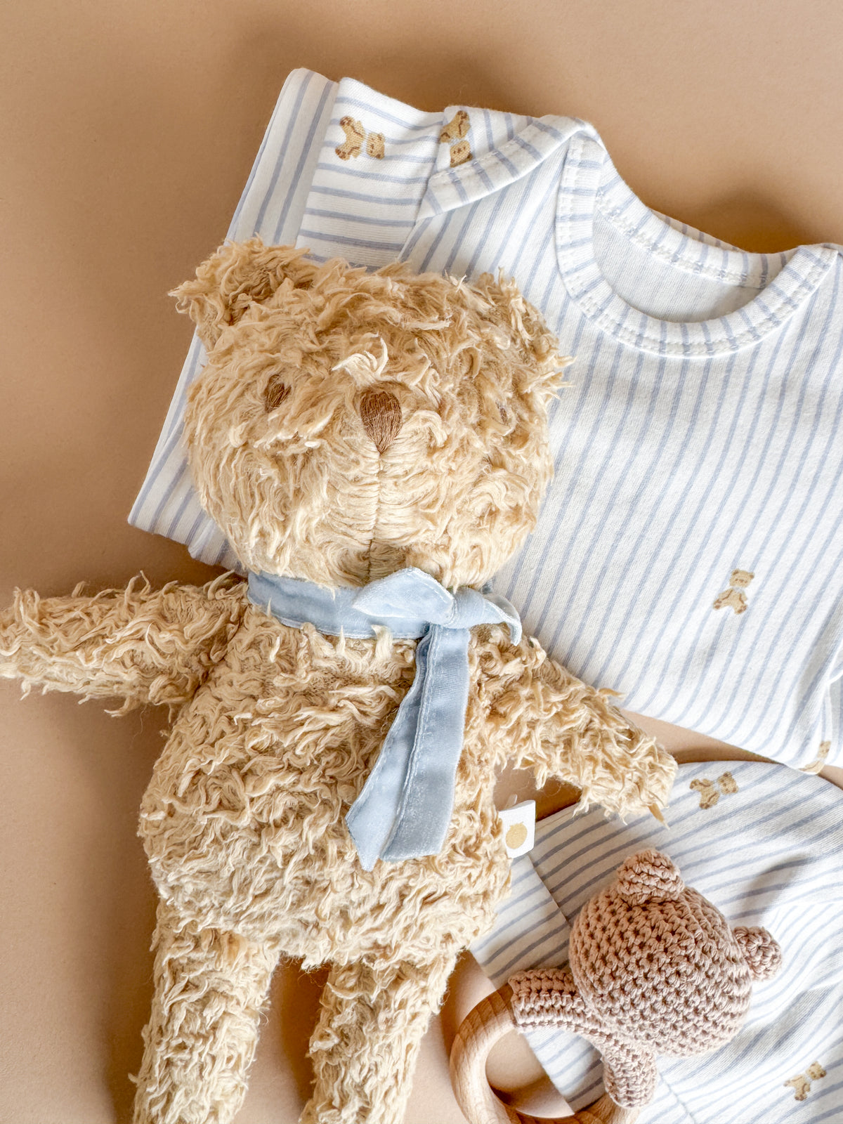 Harper Bear Plush Toy - Blue Bow