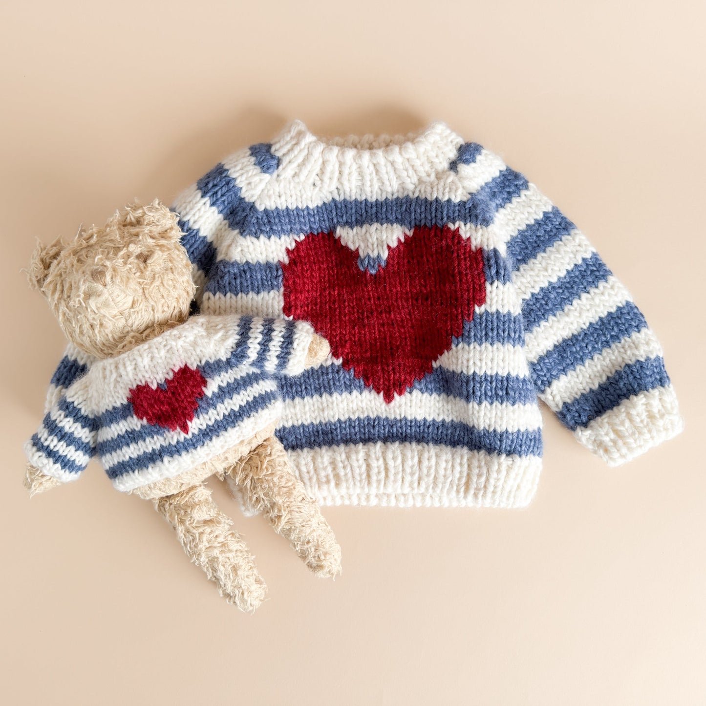 Stripe Big Heart Sweater