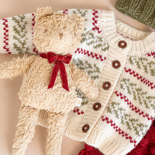 Harper Bear Plush Toy - Red Bow