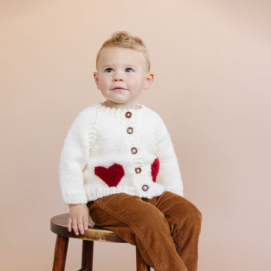 Heart Cardigan, Red