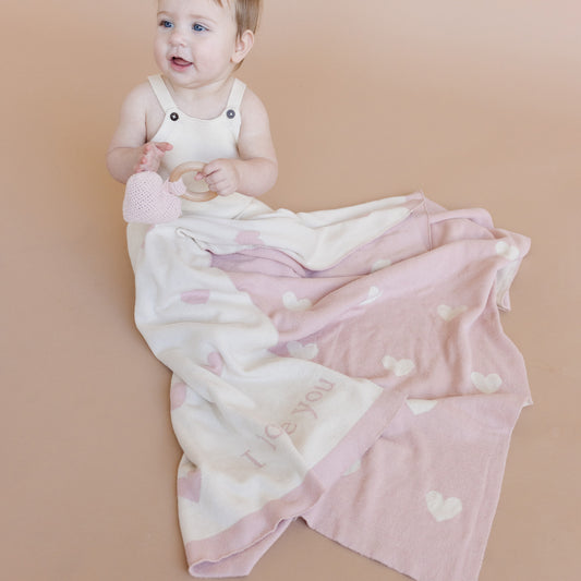 Heart I Love You Baby Blanket | Organic Cotton