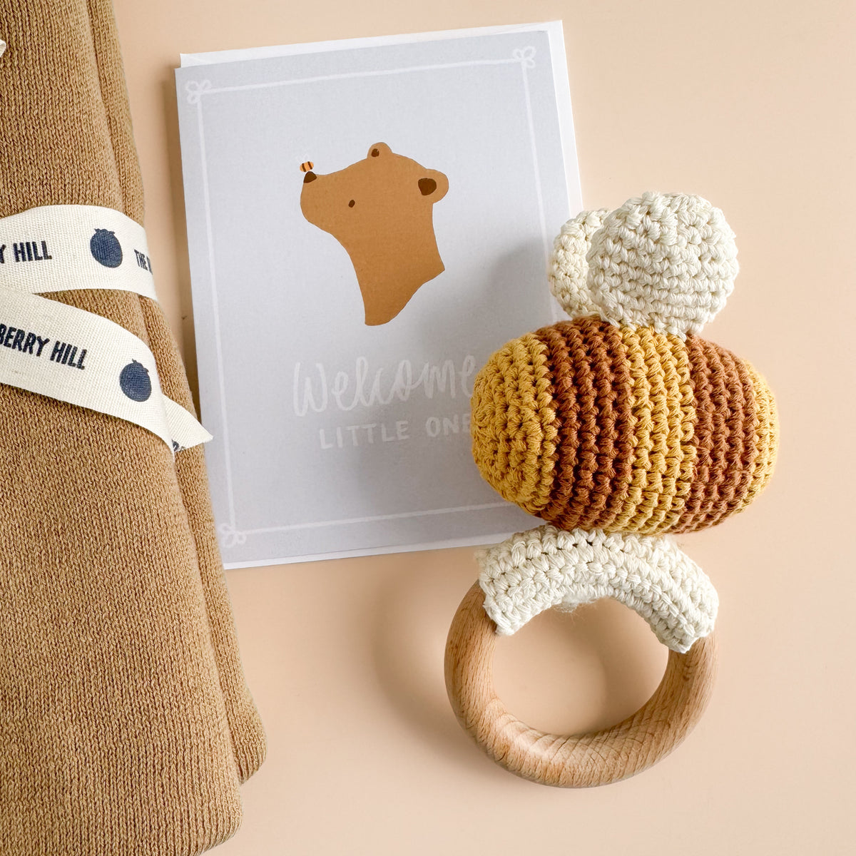 Beehive Rattle Cotton Crochet Baby Rattle Flower Bee – The Blueberry Hill