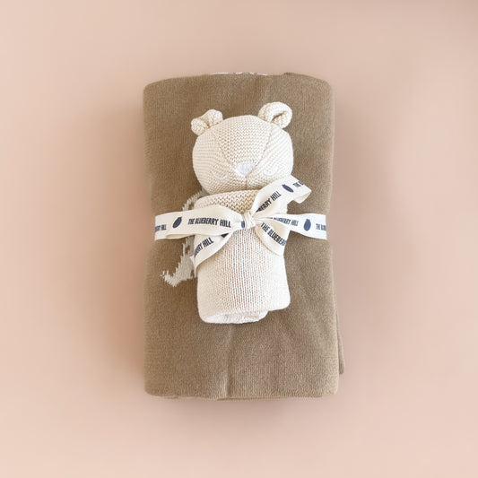 Honey Bear Blanket & Lovey Baby Gift Set | Organic Cotton