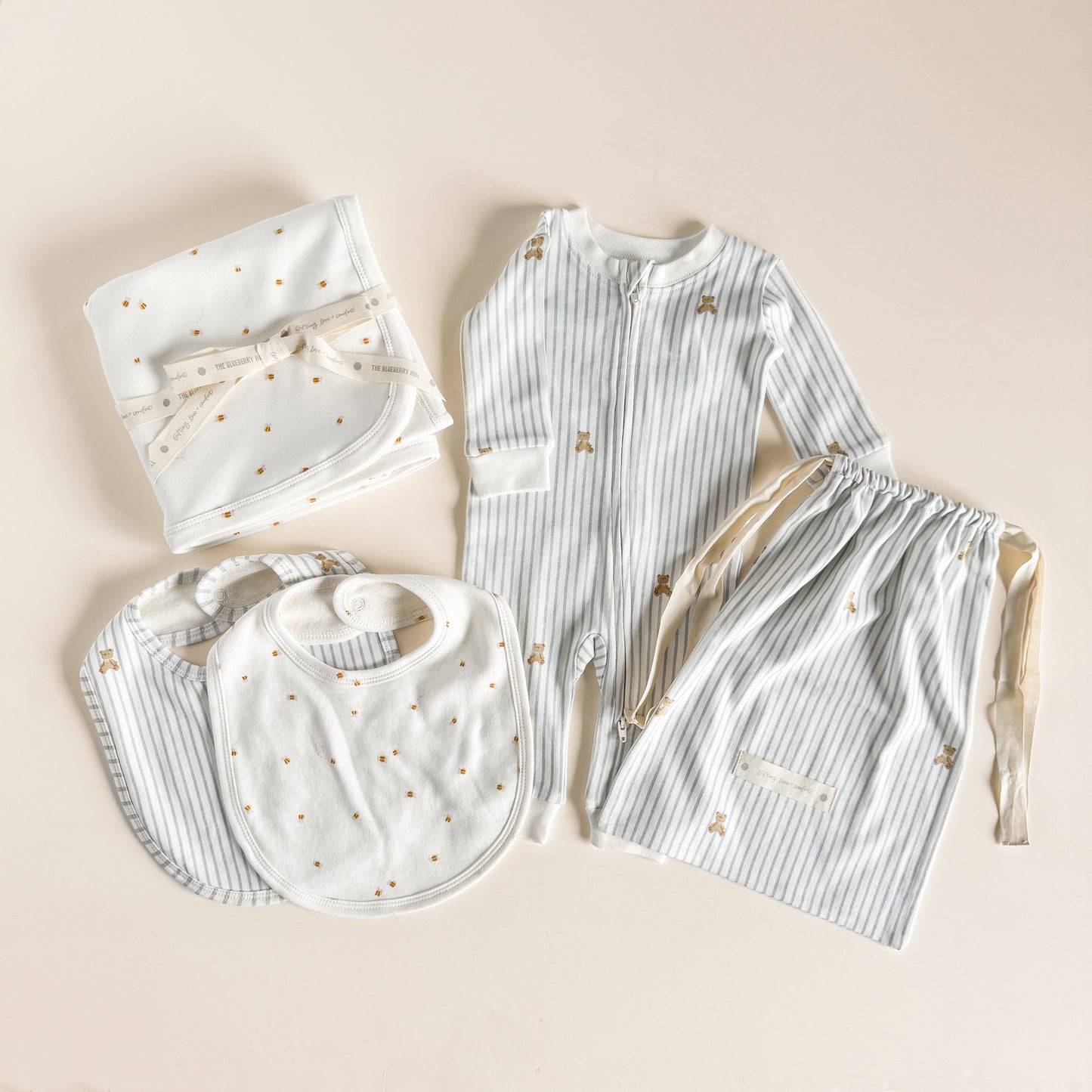 PREORDER Long Sleeve Zipper Romper, Teddy Bear