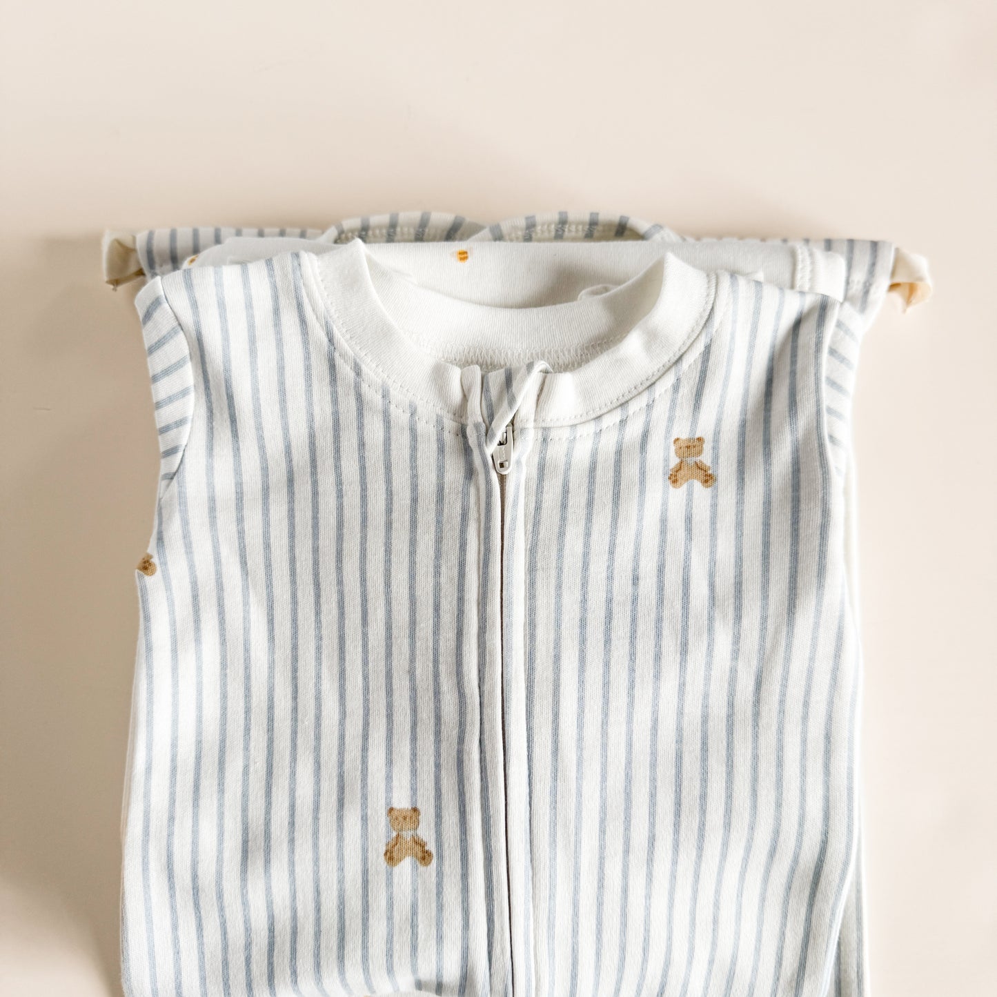 PREORDER Long Sleeve Zipper Romper, Teddy Bear