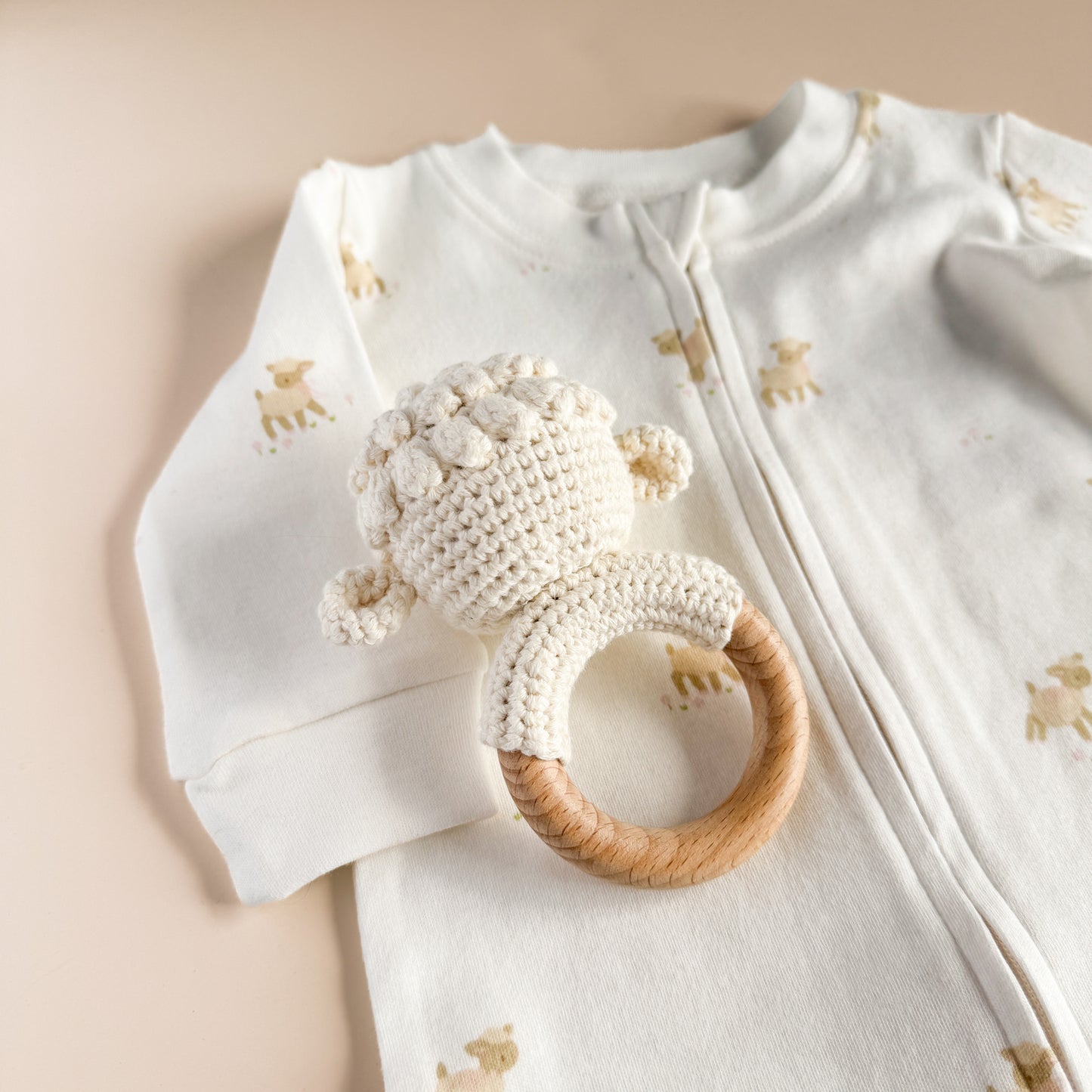 PREORDER Long Sleeve Zipper Romper, Lamb