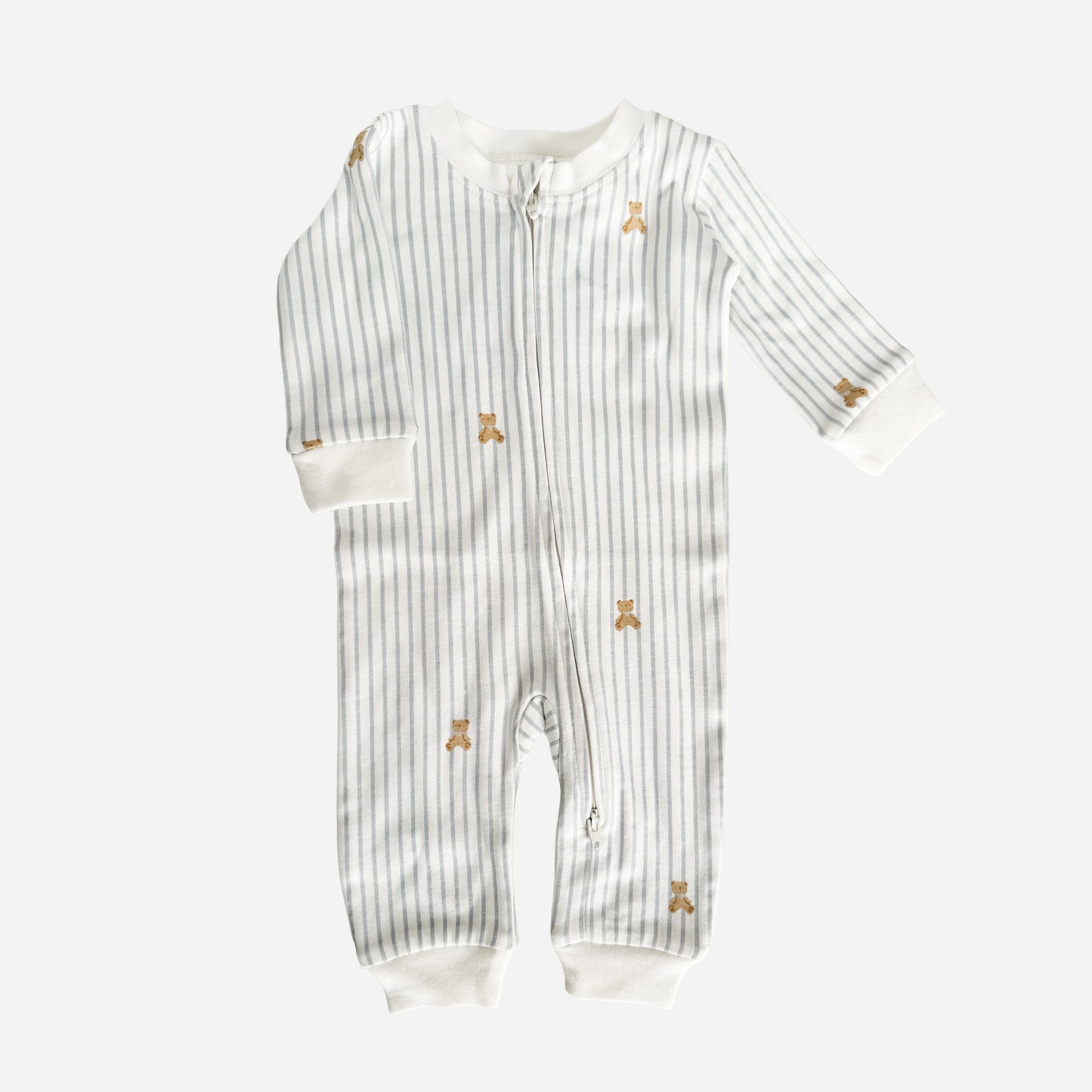 PREORDER Long Sleeve Zipper Romper, Teddy Bear