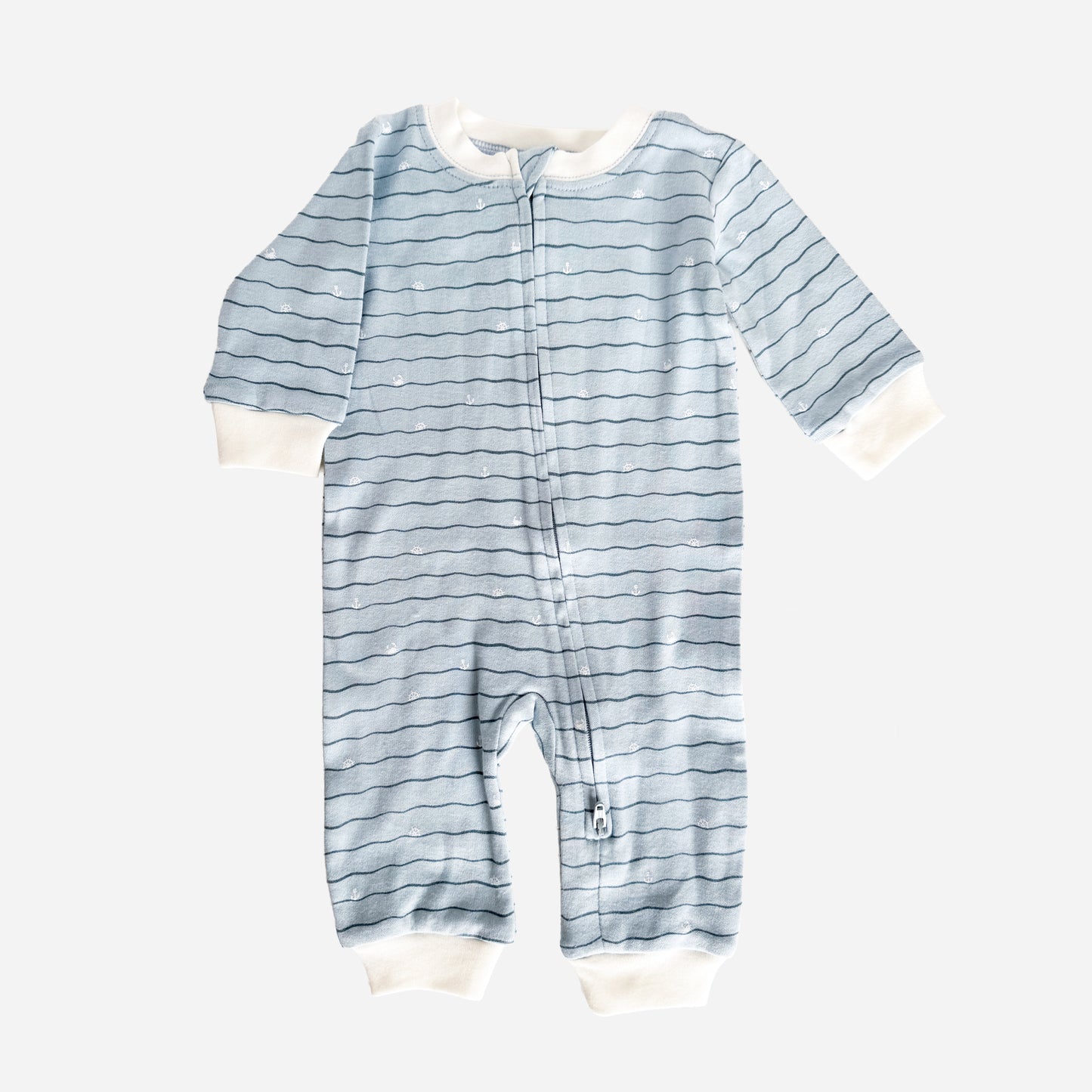 PREORDER Long Sleeve Zipper Romper, Waves