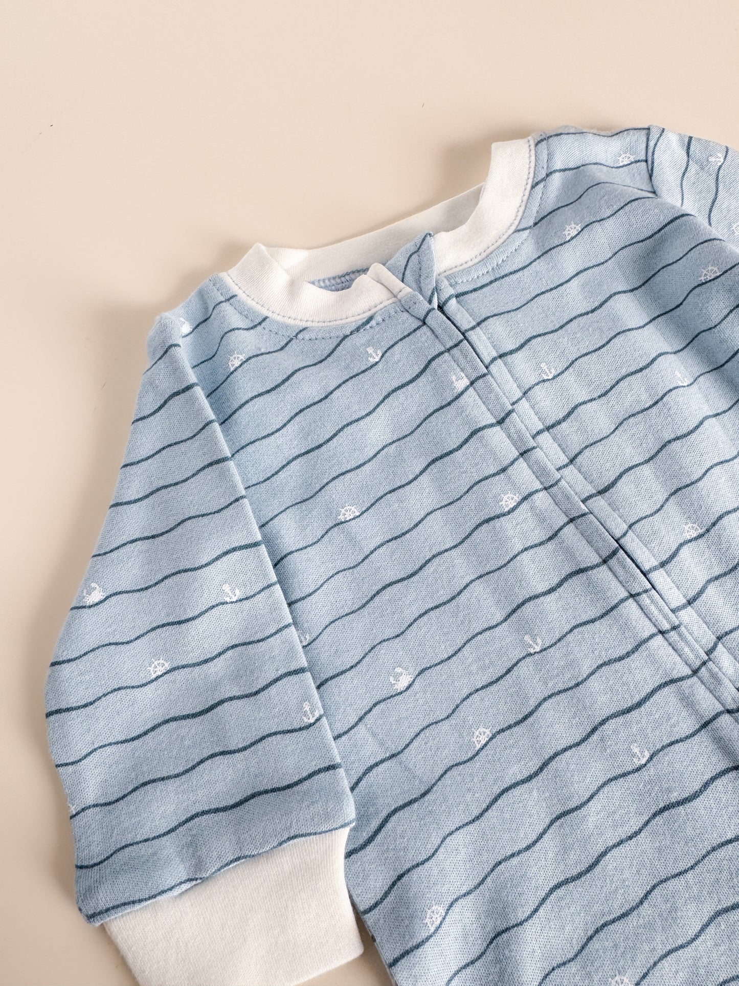 PREORDER Long Sleeve Zipper Romper, Waves