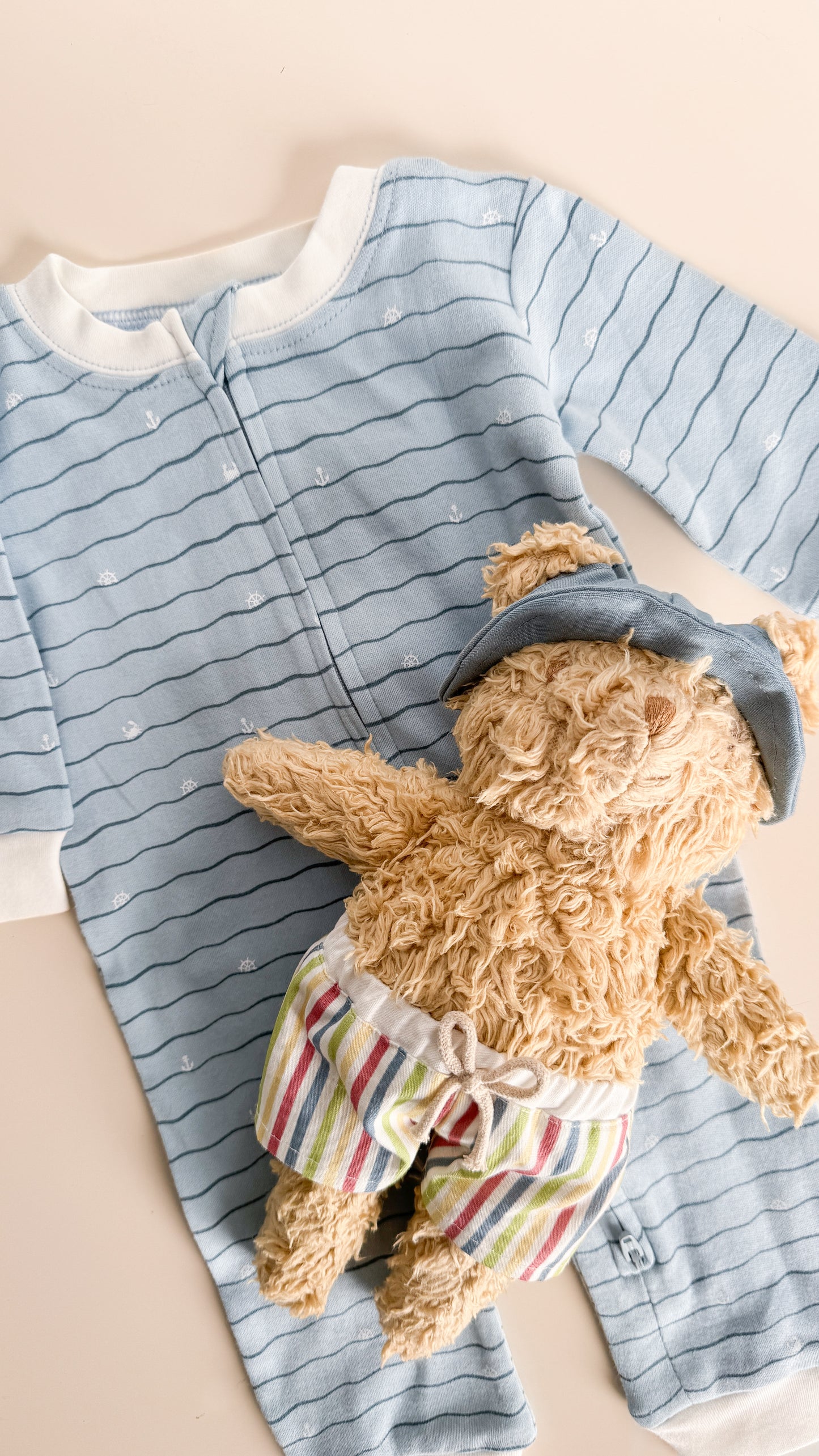 PREORDER Long Sleeve Zipper Romper, Waves