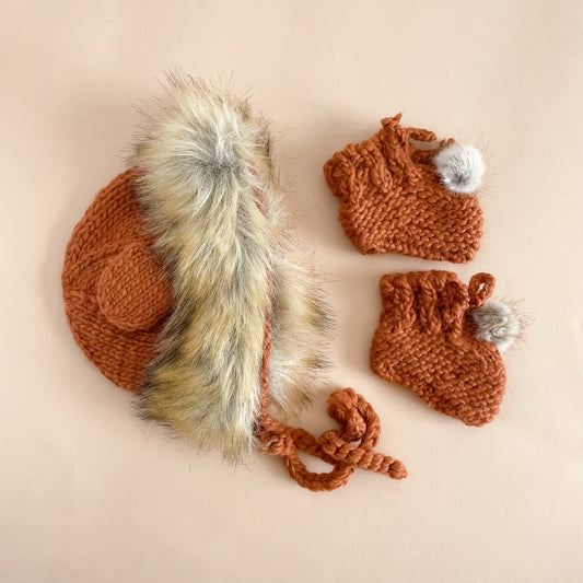 Baby Lion Hat and Booties Set, Cinnamon