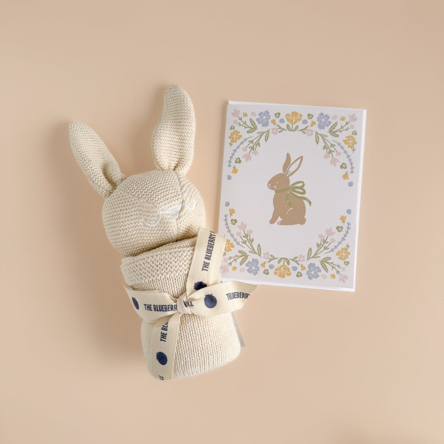 Pastel Floral Bunny Baby Congrats Greeting Card