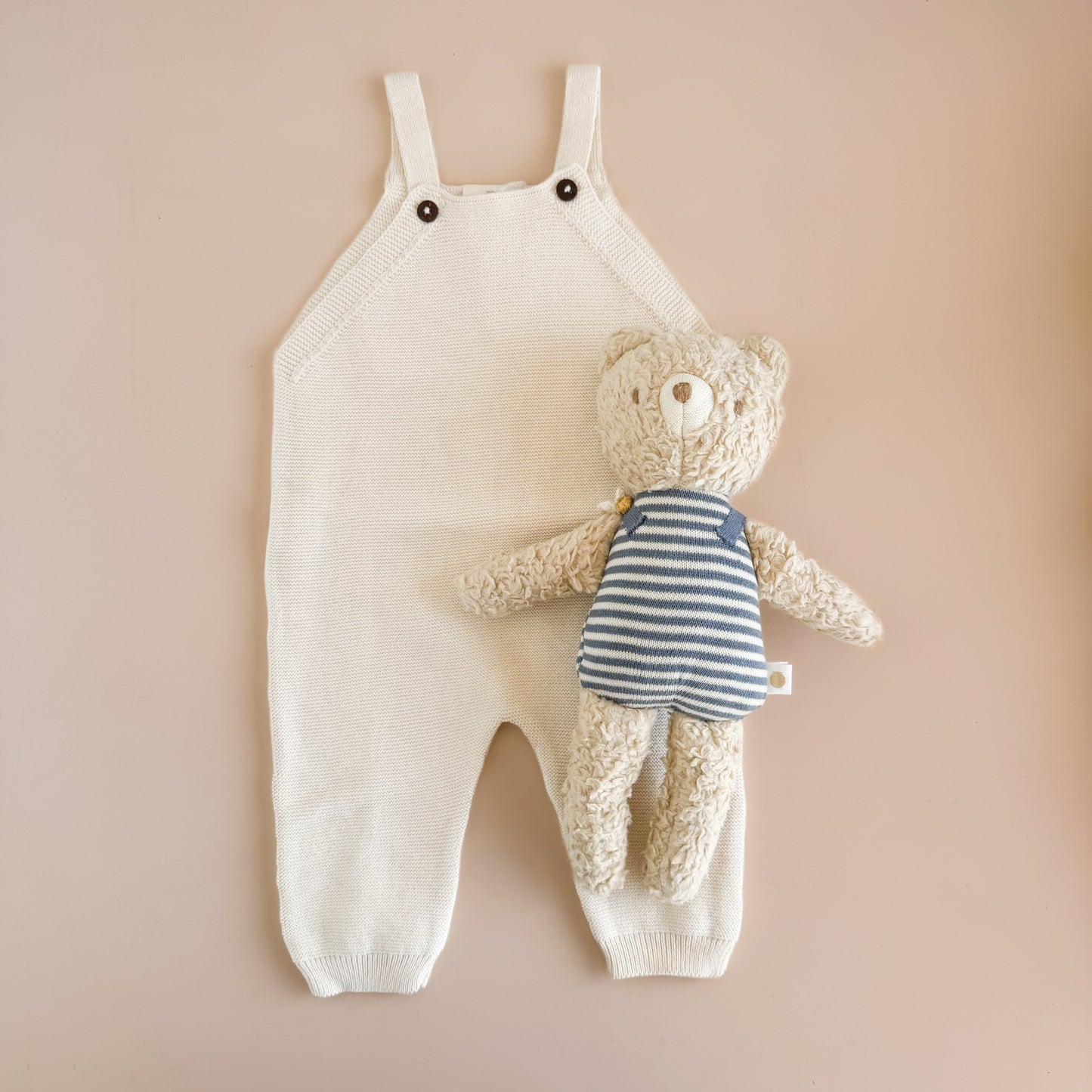 Organic Blueberry Blanket Bear Plushie  Cream Overalls Gift Set