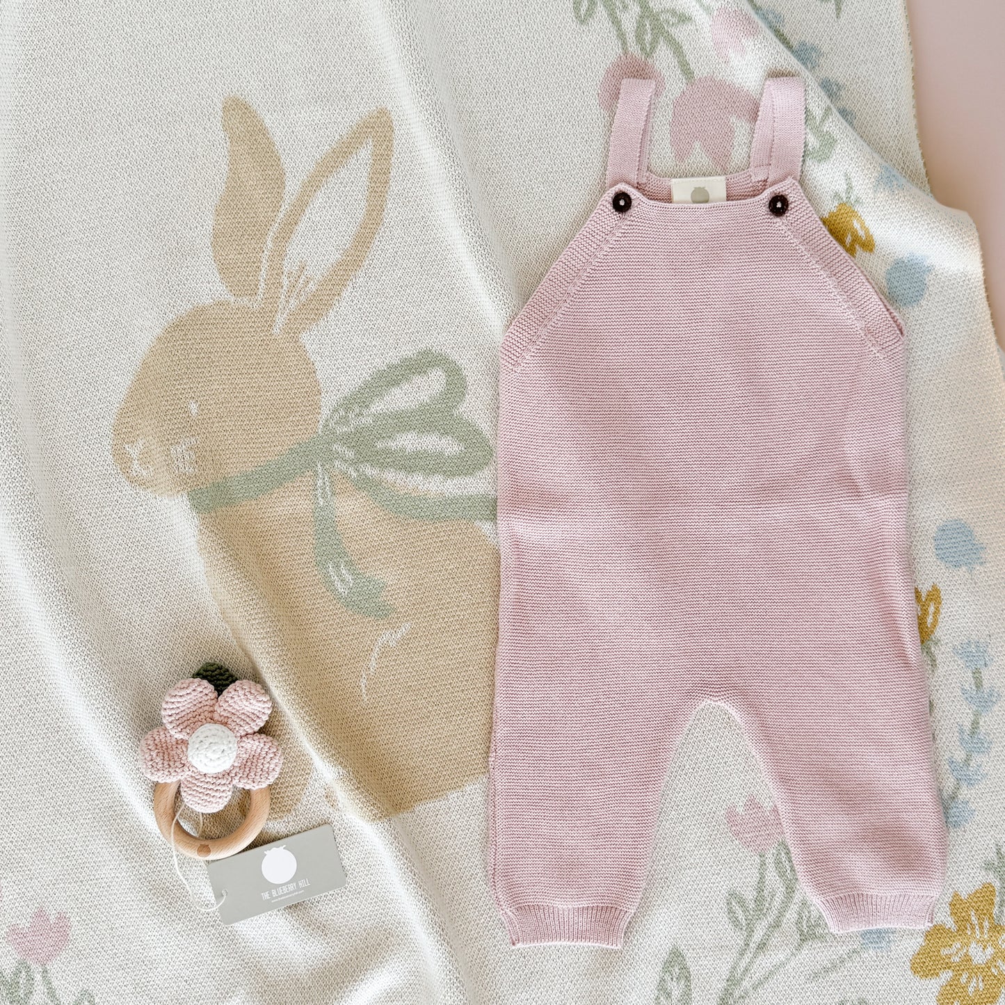 Pastel Floral Bunny Blanket Gift Set