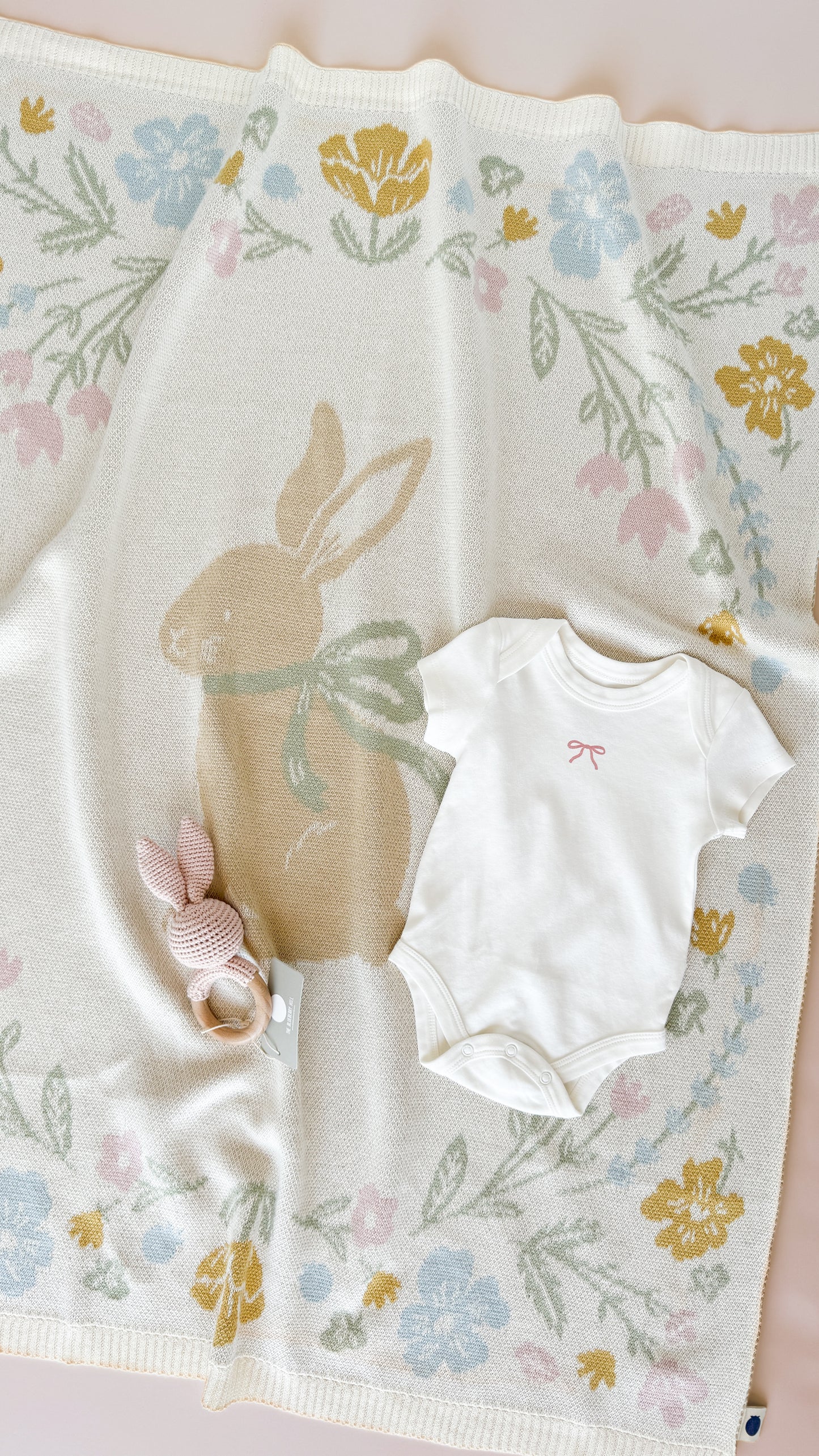 Pastel Floral Bunny Blanket | Organic Cotton