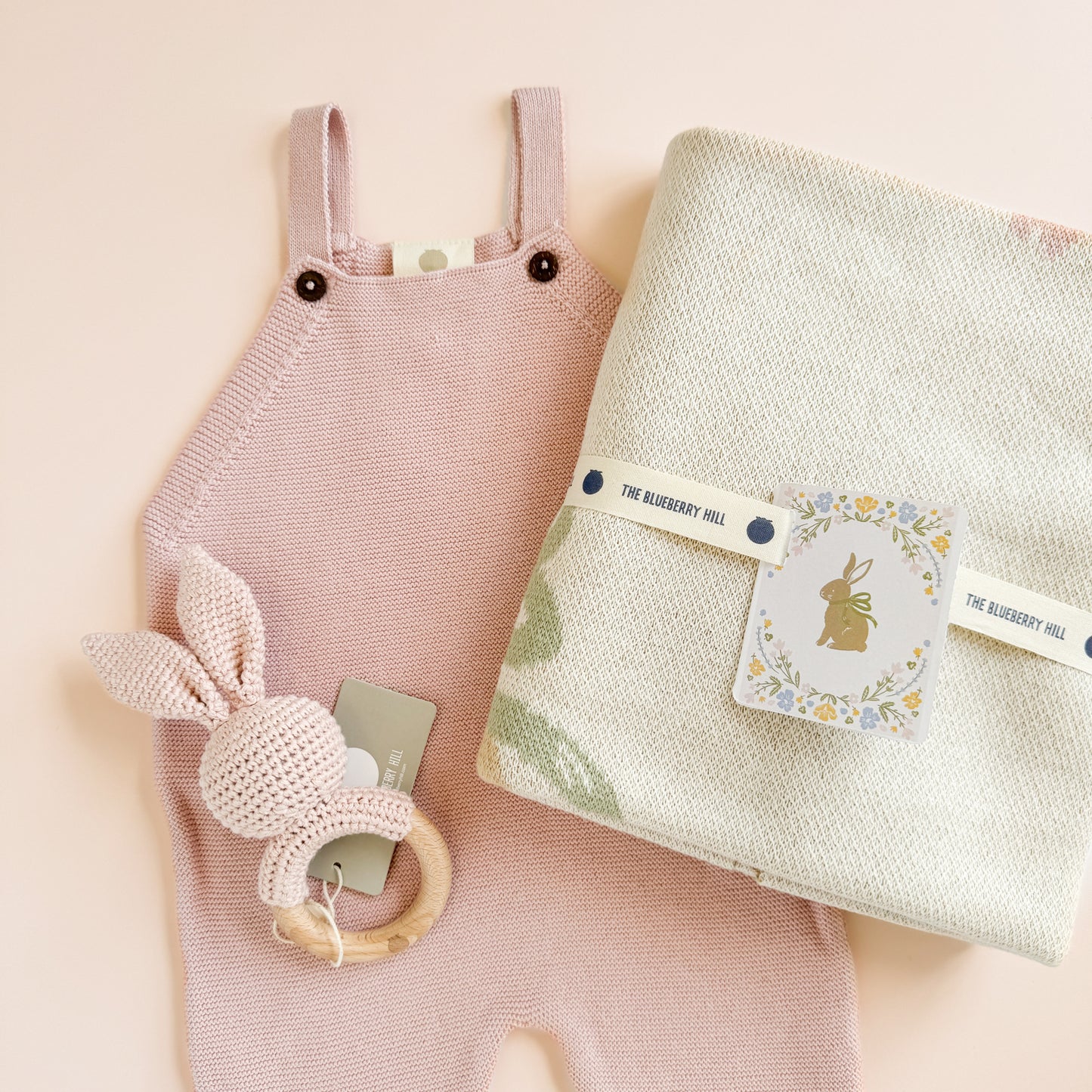 Pastel Floral Blanket Hat Teether Gift Set