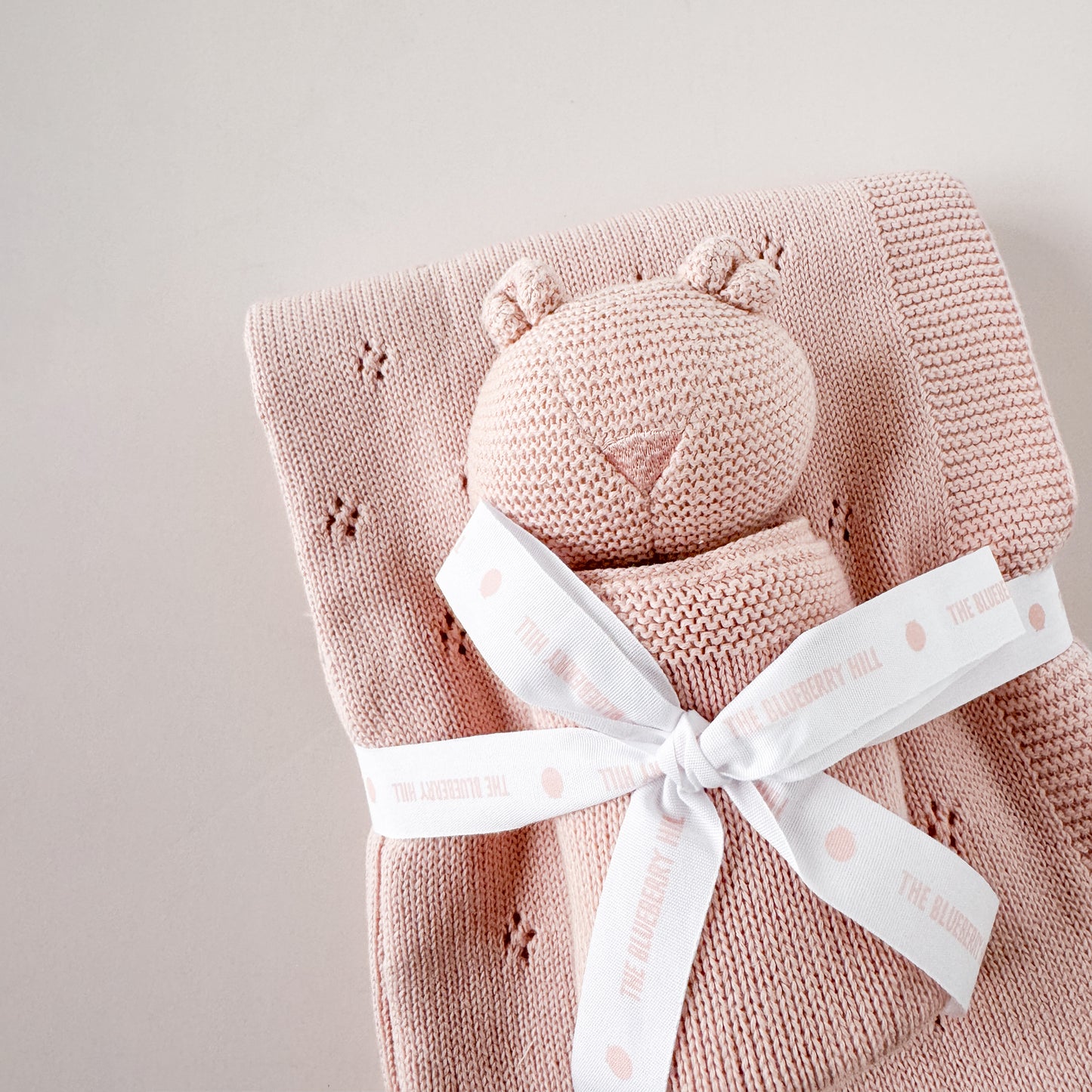 Organic Cotton Bear Lovey, Blush