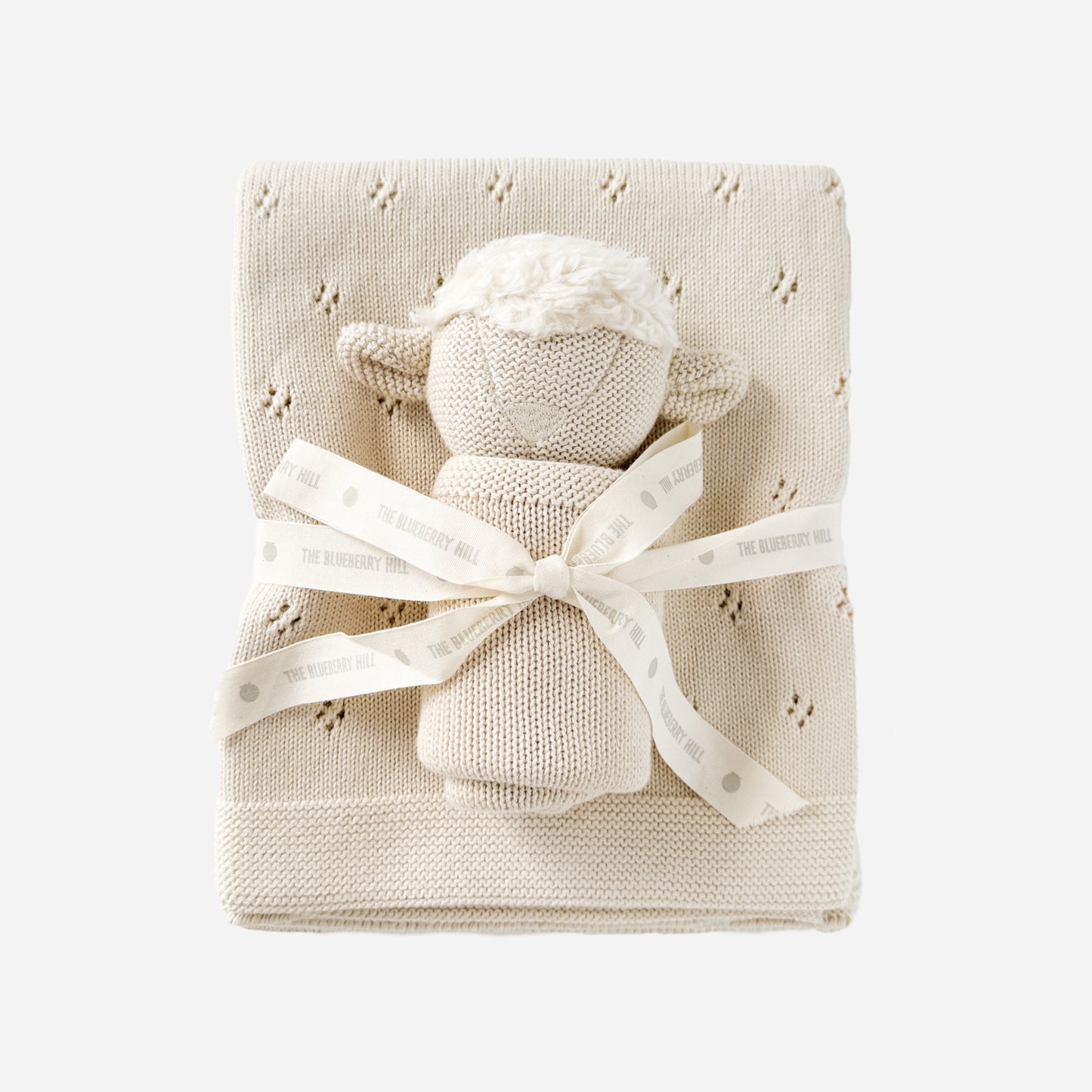 PREORDER Pique Blanket & Lamb Lovey Gift Set, Cream | Organic Cotton