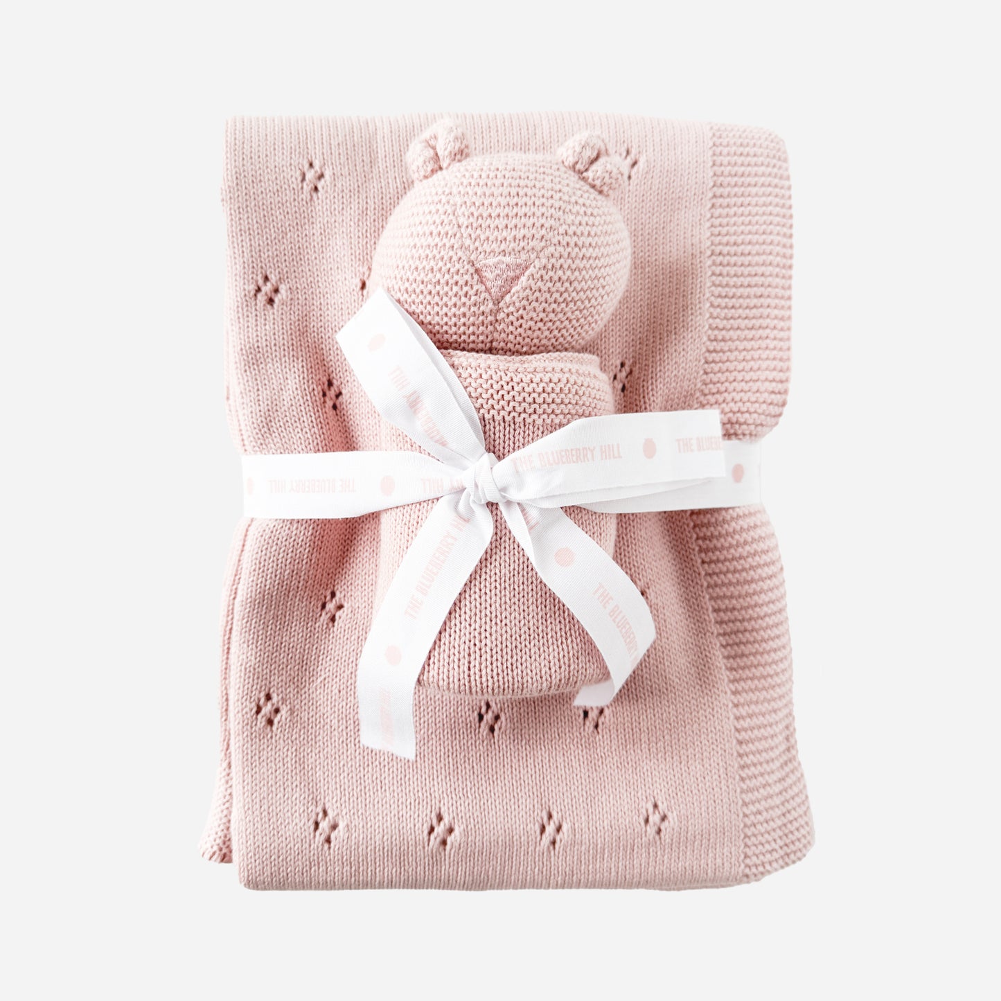 Pique Blanket & Bear Lovey Gift Set, Blush | Organic Cotton