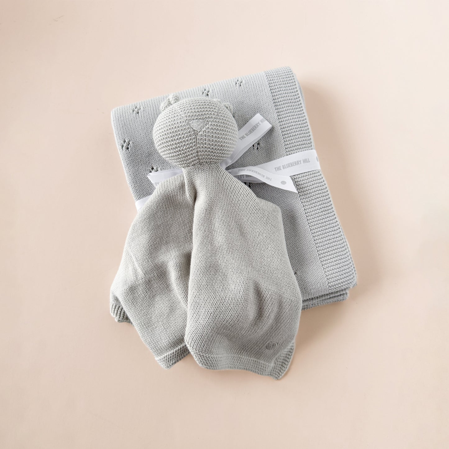 Pique Blanket & Bear Lovey Gift Set, Light Grey | Organic Cotton