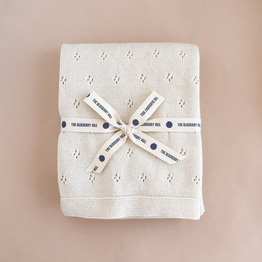 Heirloom Pique Blanket, Cream | Organic Cotton