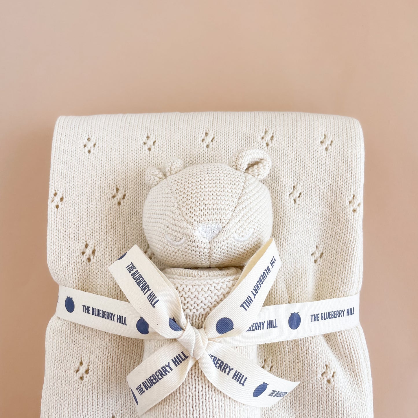 Pique Blanket & Bear Lovey Gift Set, Cream