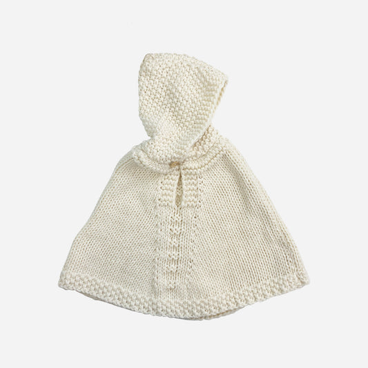 Poncho with hood, Cream