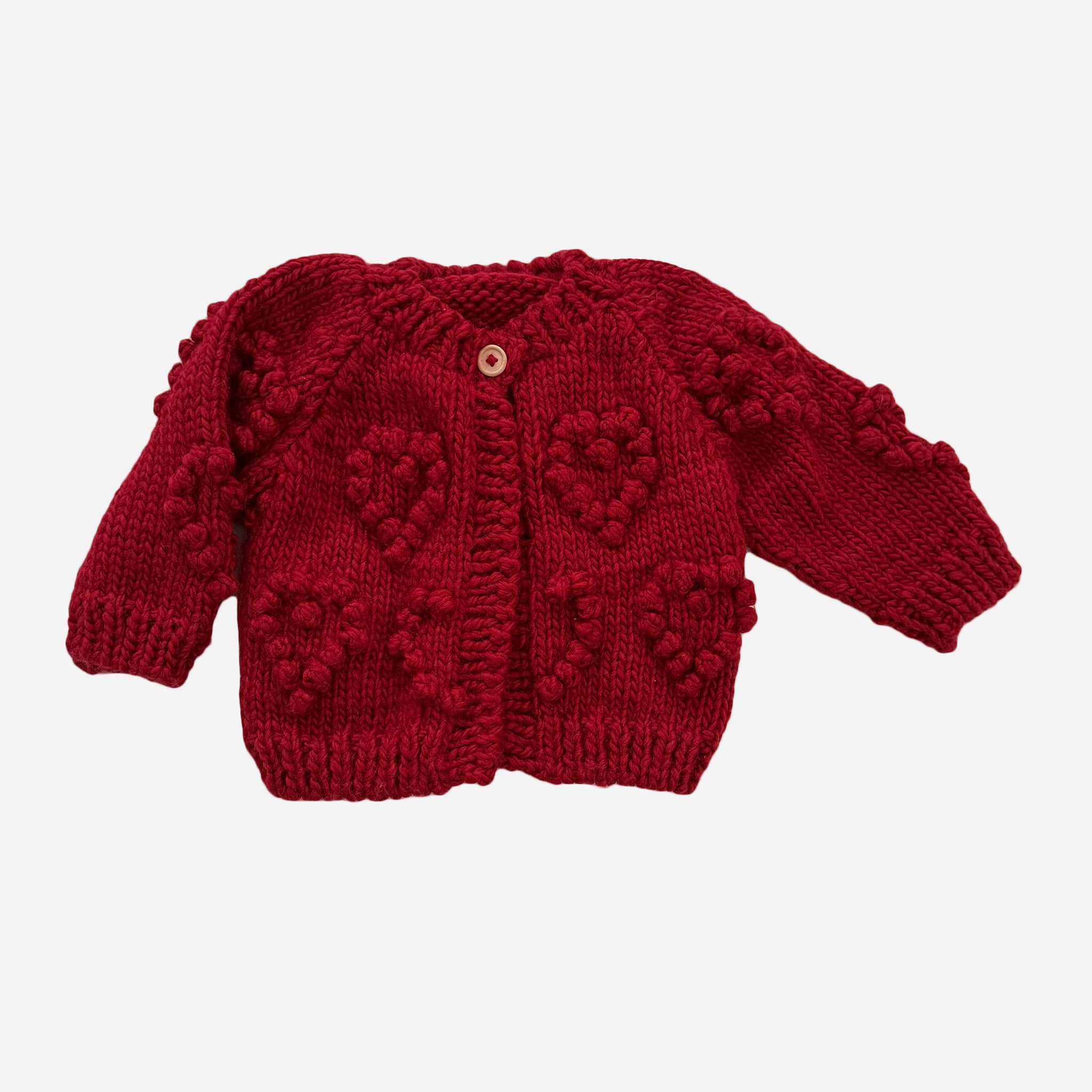 Heart Popcorn Cardigan Red