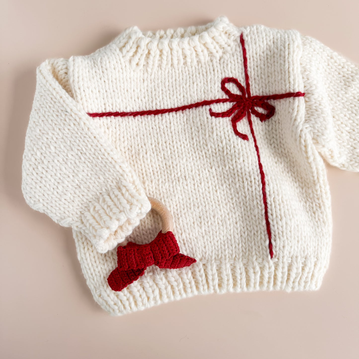 Present Sweater, Cream/Red