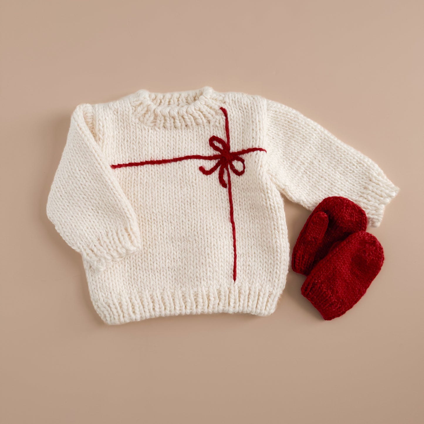 Present Sweater, Cream/Red