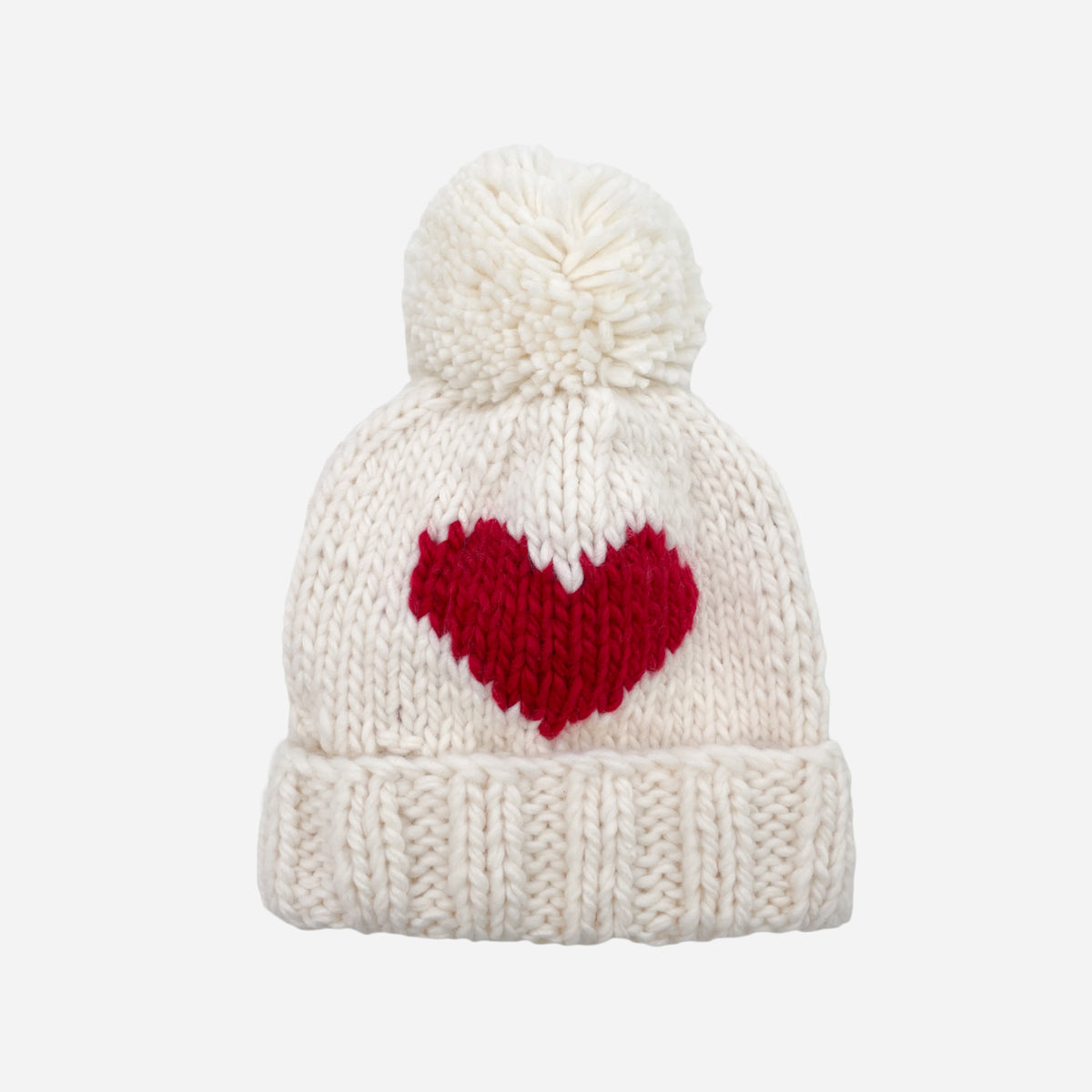 Embroidered Hearts Velboa Fleece Lined Beanie Red Heart-Eye [Embroidered] Premium Color Beanies – good chills main image 2