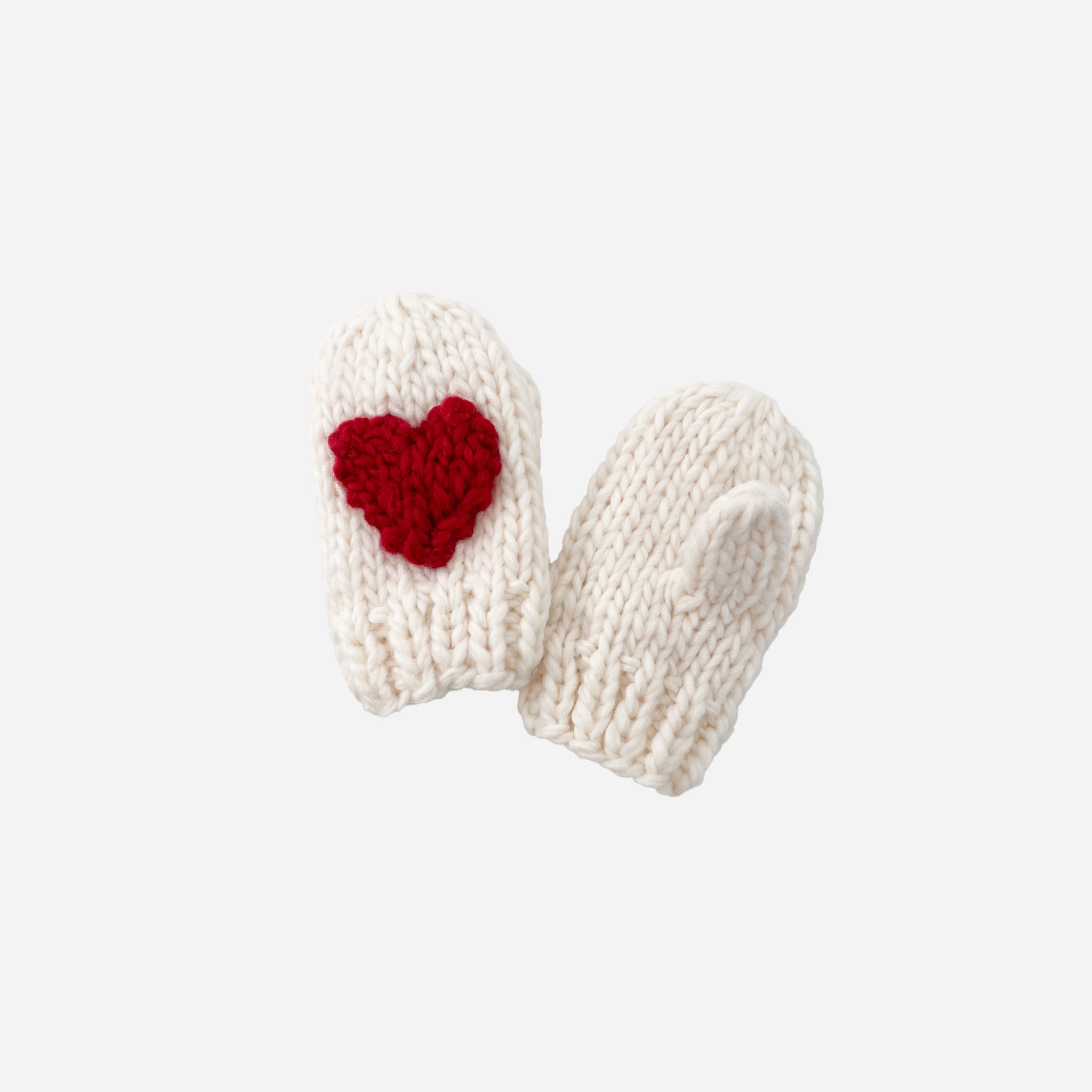 Hand-Knit Baby Red Blush Hearts Mittens: Adorable for Valentines