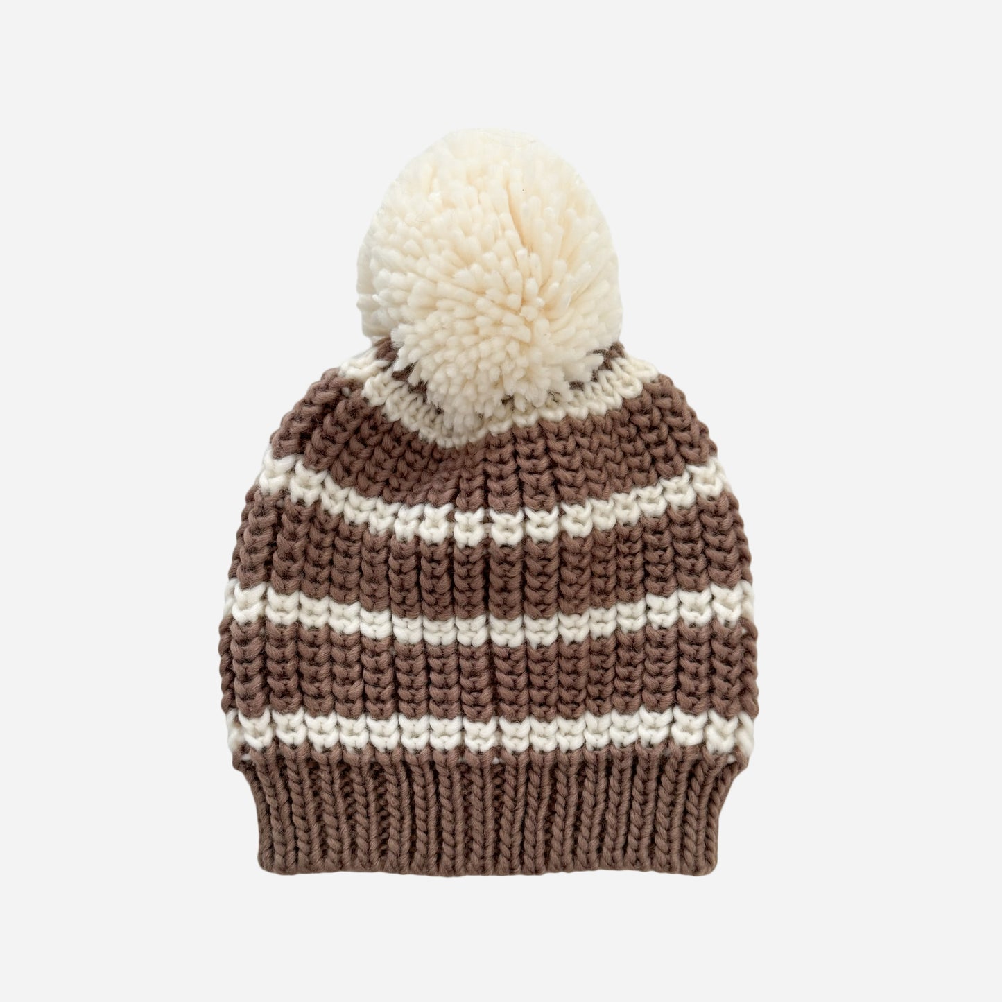 Rib Knit Stripe Hat, Tan