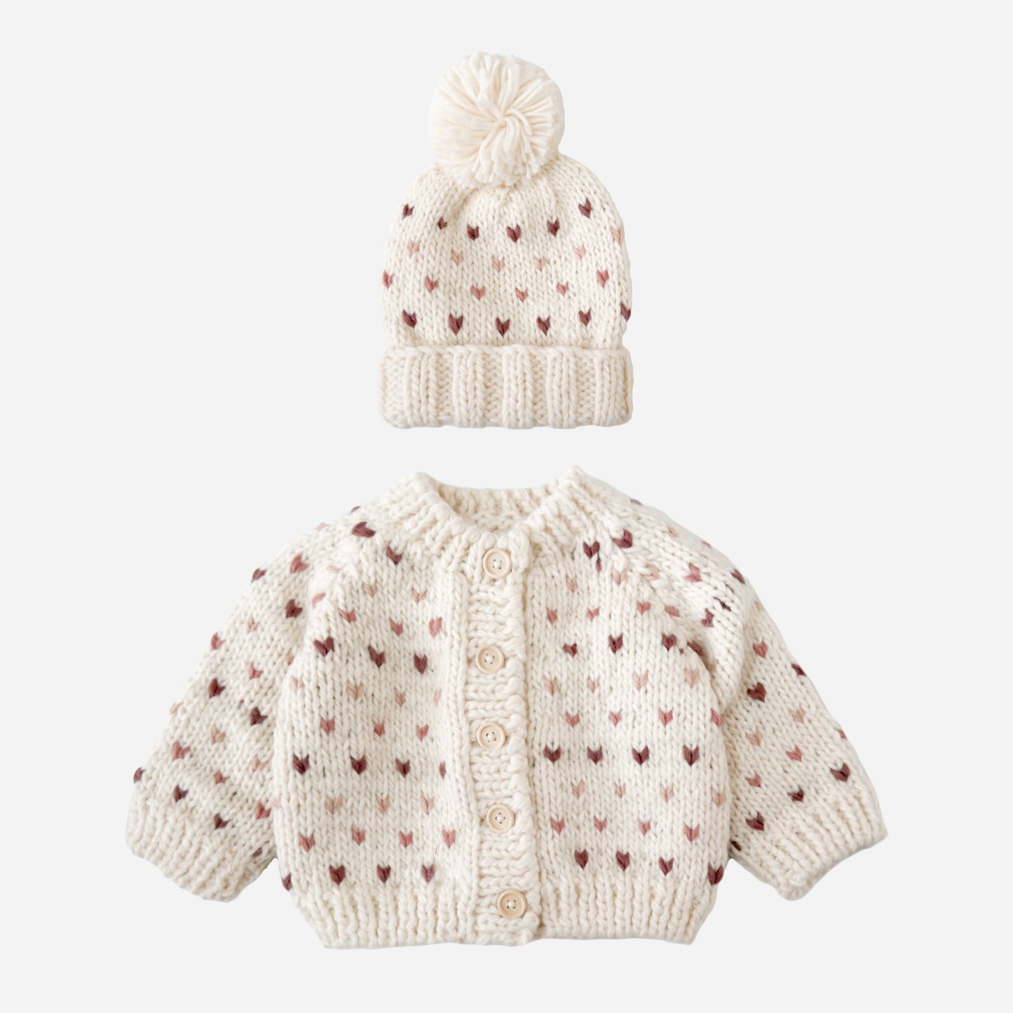 Sawyer Cardigan and Hat Set - Mauve
