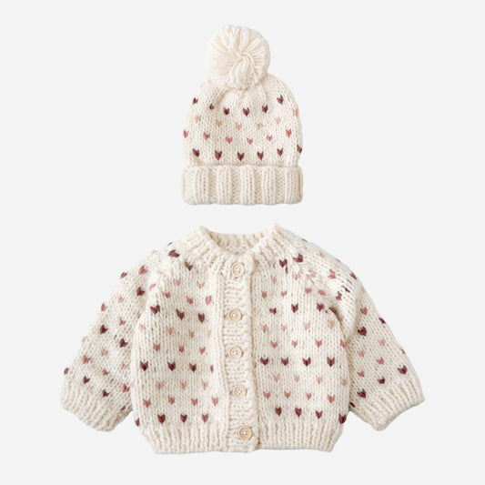 Sawyer Cardigan and Hat Set - Mauve