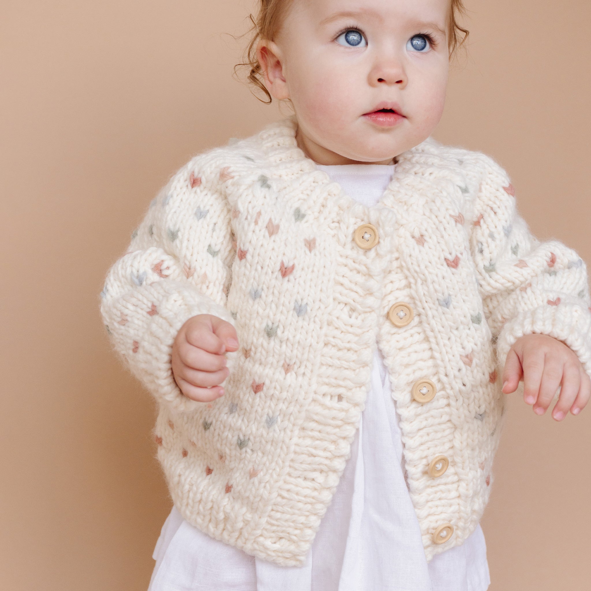 Hand Knit Baby Sawyer Cardigan in Pastel Valentine s and Spring The Blueberry Hill