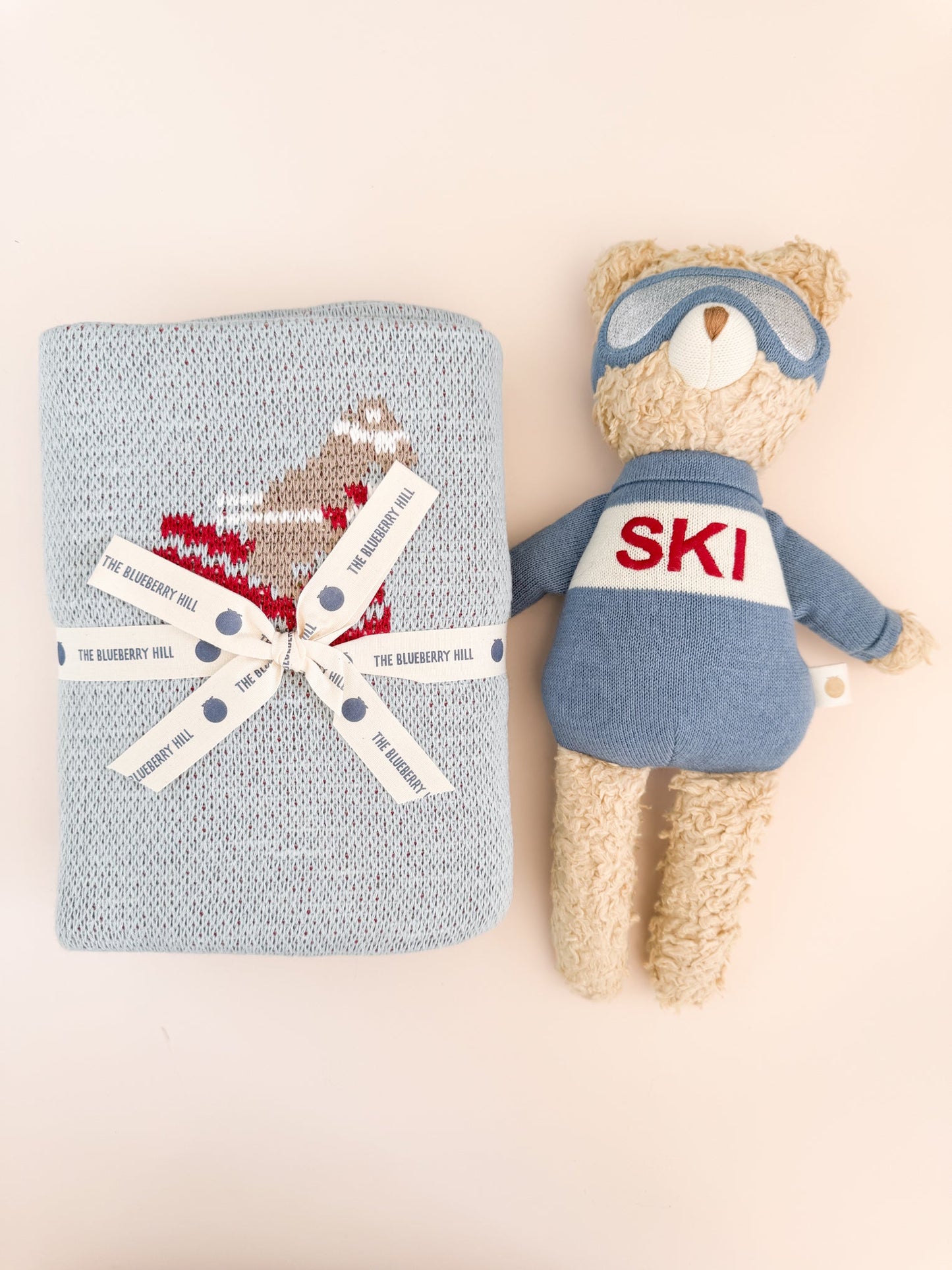 Ski Blanket and Bear Plush Toy Gift Set