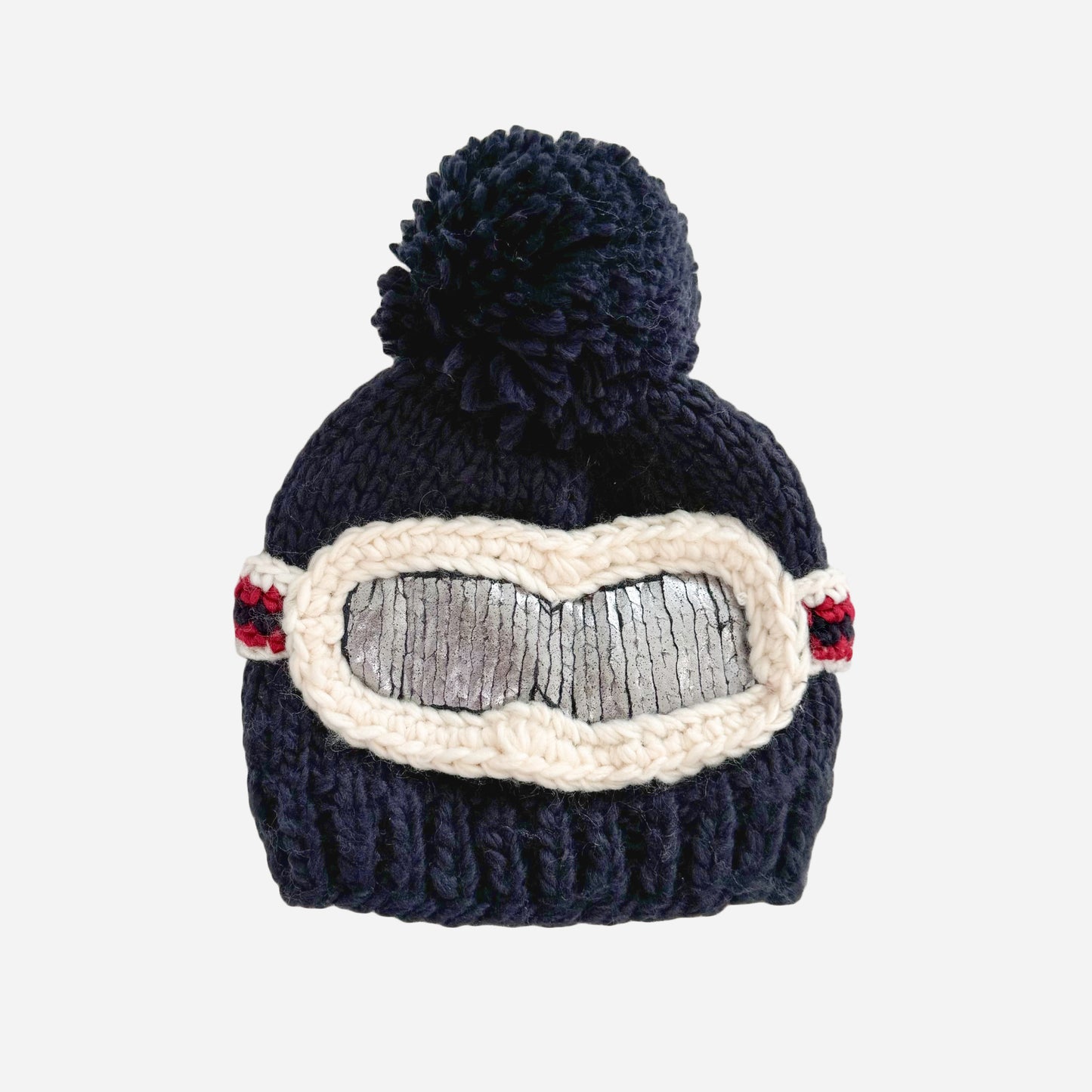 Hand-Knit Baby Ski Goggle Hat in Navy: Embrace Winter Adventures Navy / 6-24m