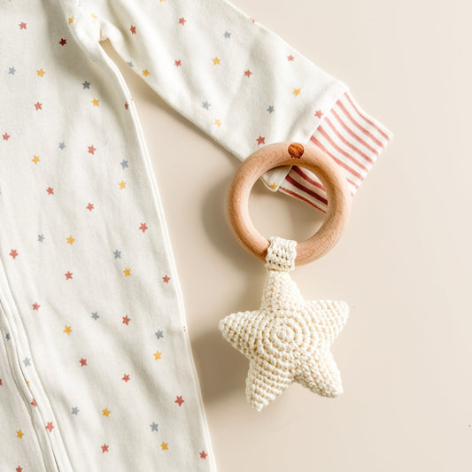 Cotton Crochet Rattle Teether Star