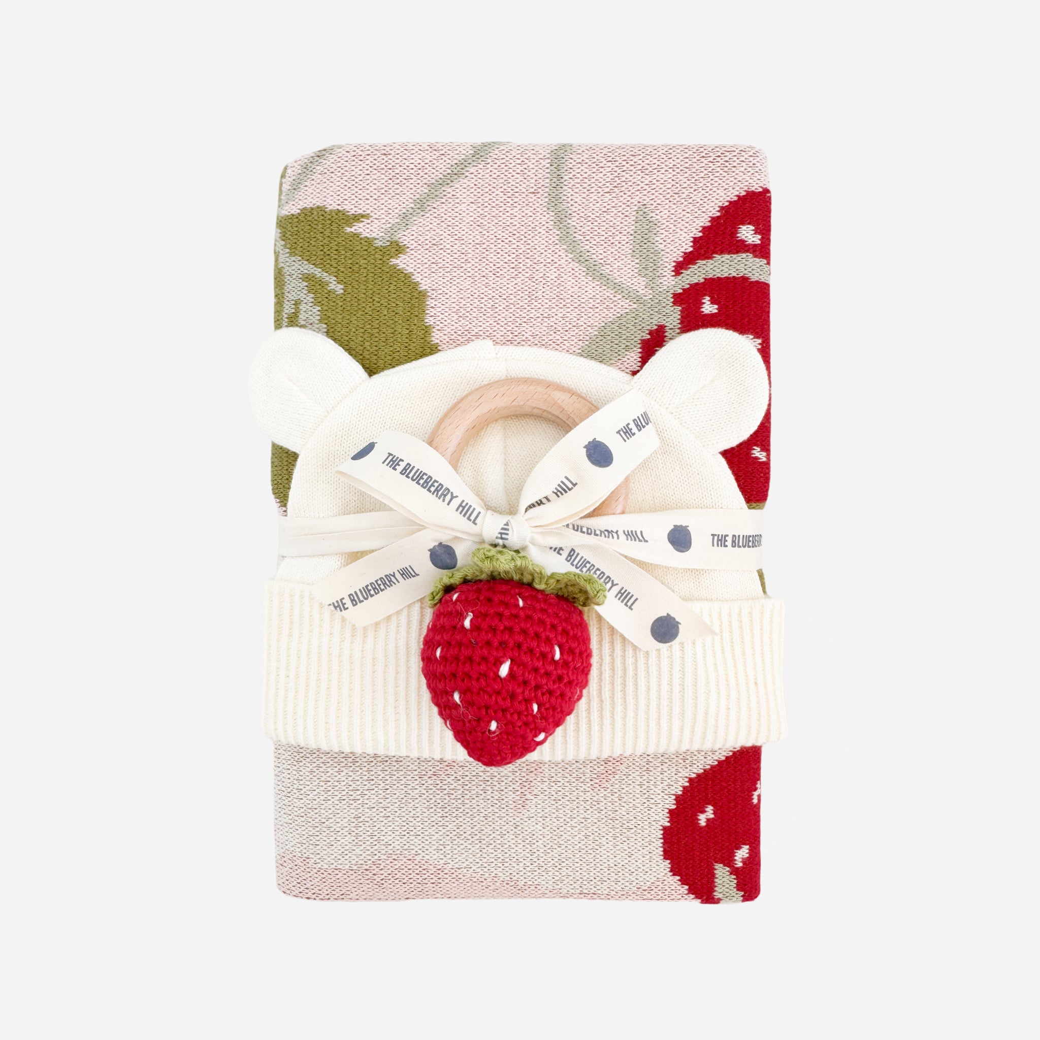 Strawberry Blanket Flower Bunny Rattle Baby Shower Newborn Gift