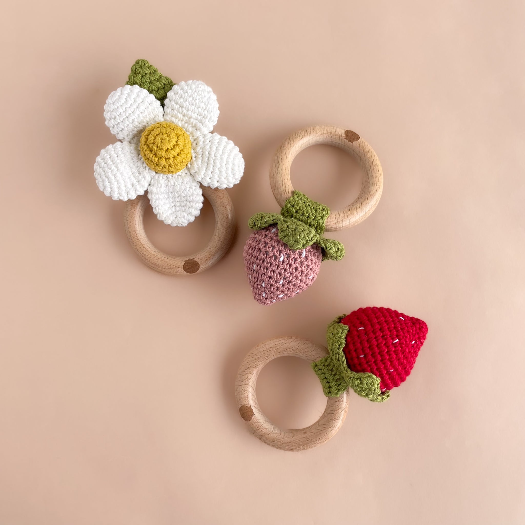 Cotton Crochet Baby Rattle Strawberry Pink – The Blueberry Hill