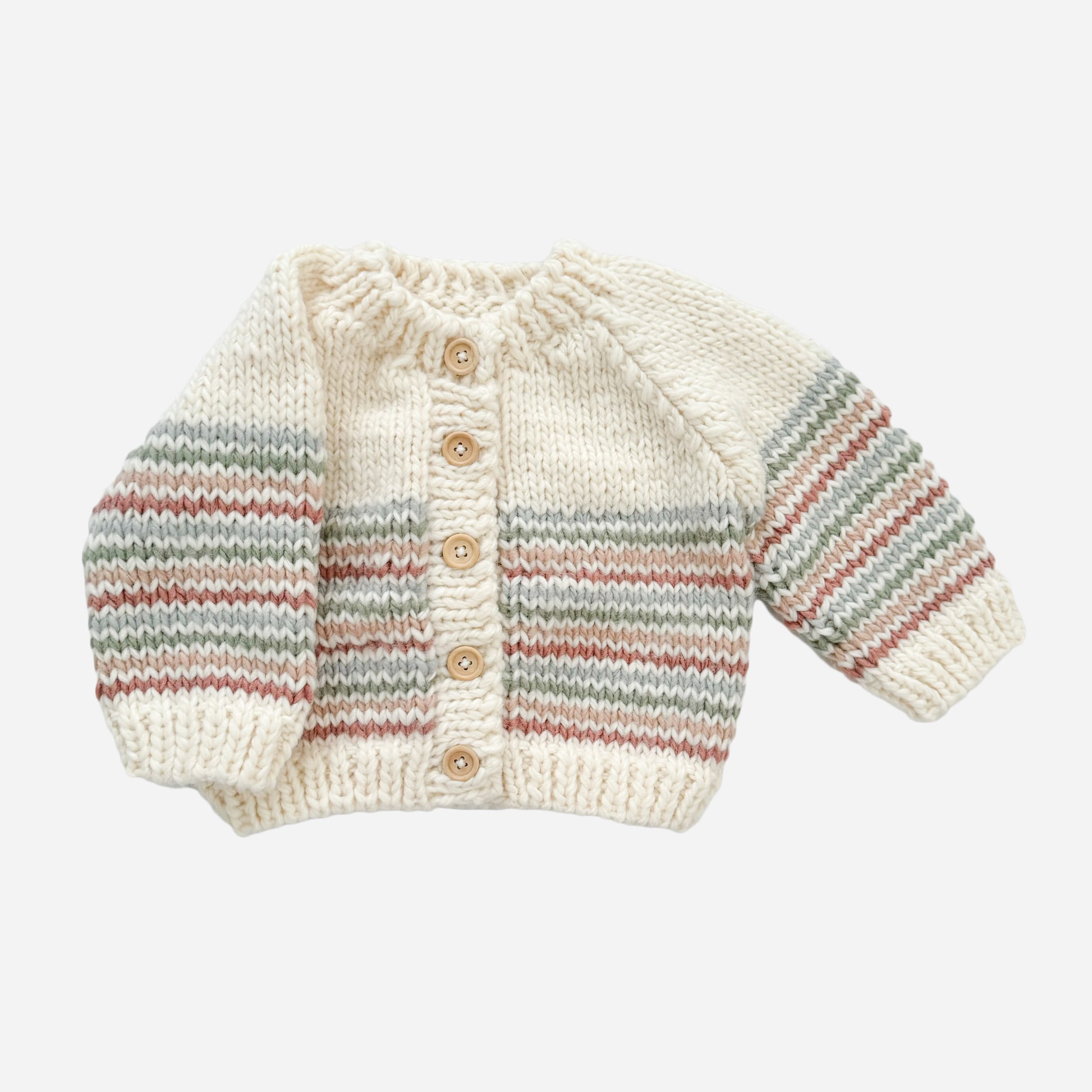 Hand-Knit Stripe Cartigan in Pastel Rainbow – The Blueberry Hill